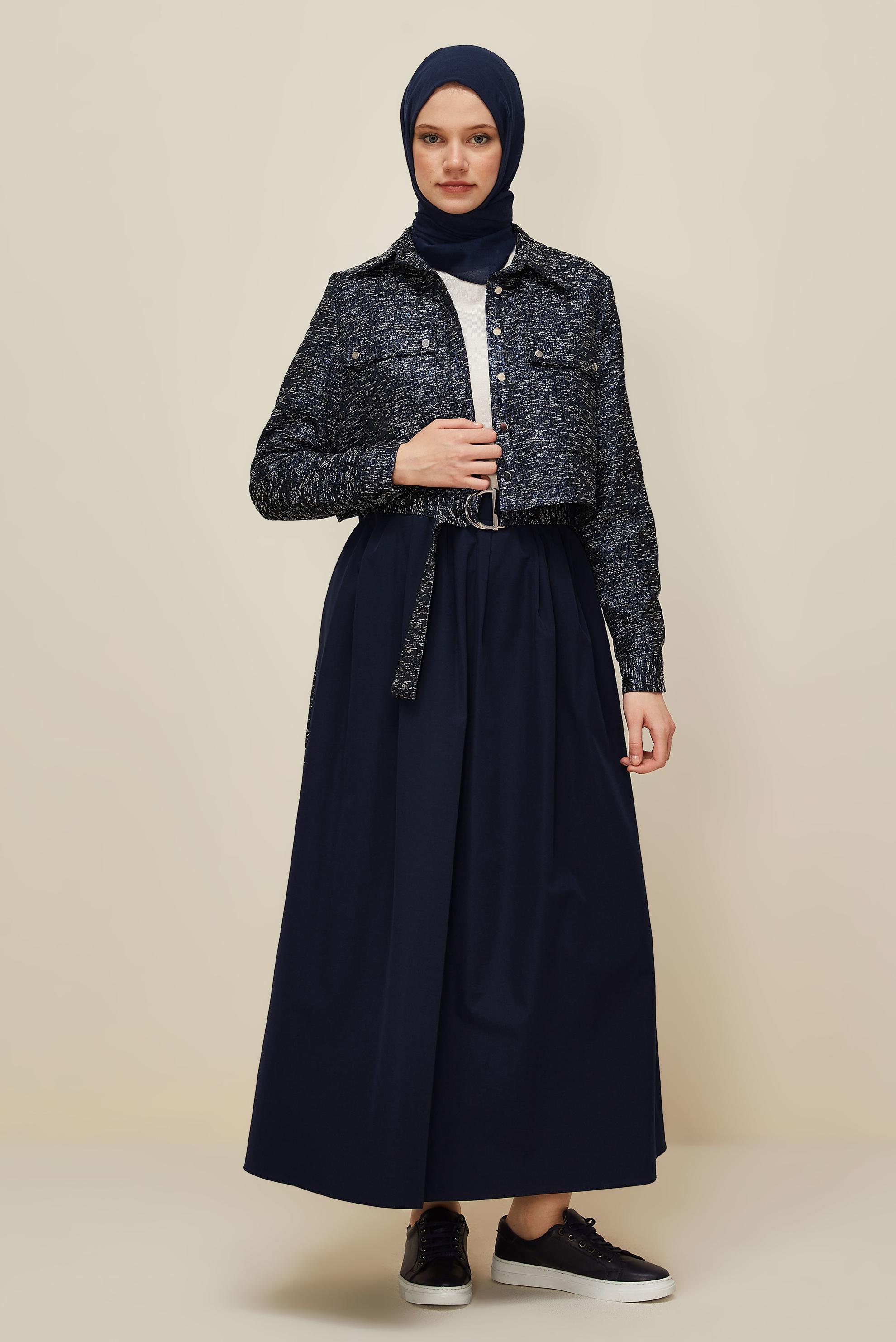 Vêtements hijab BLEU MARINE COSTUME À JUPE JACQUARD 45935