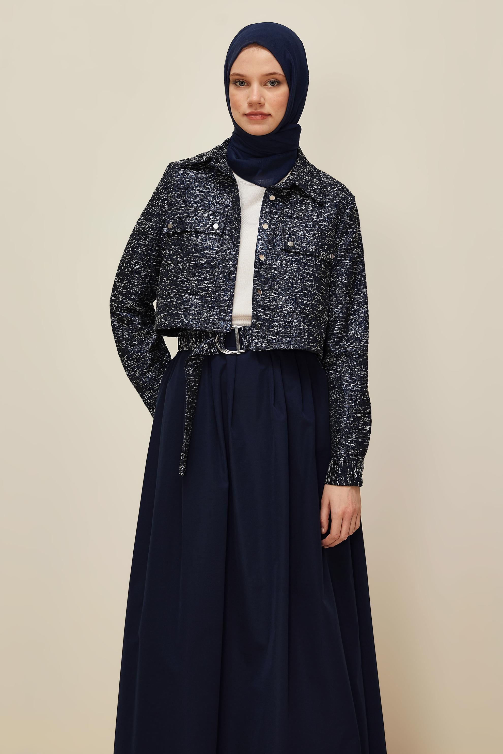 Vêtements hijab BLEU MARINE COSTUME À JUPE JACQUARD 45935