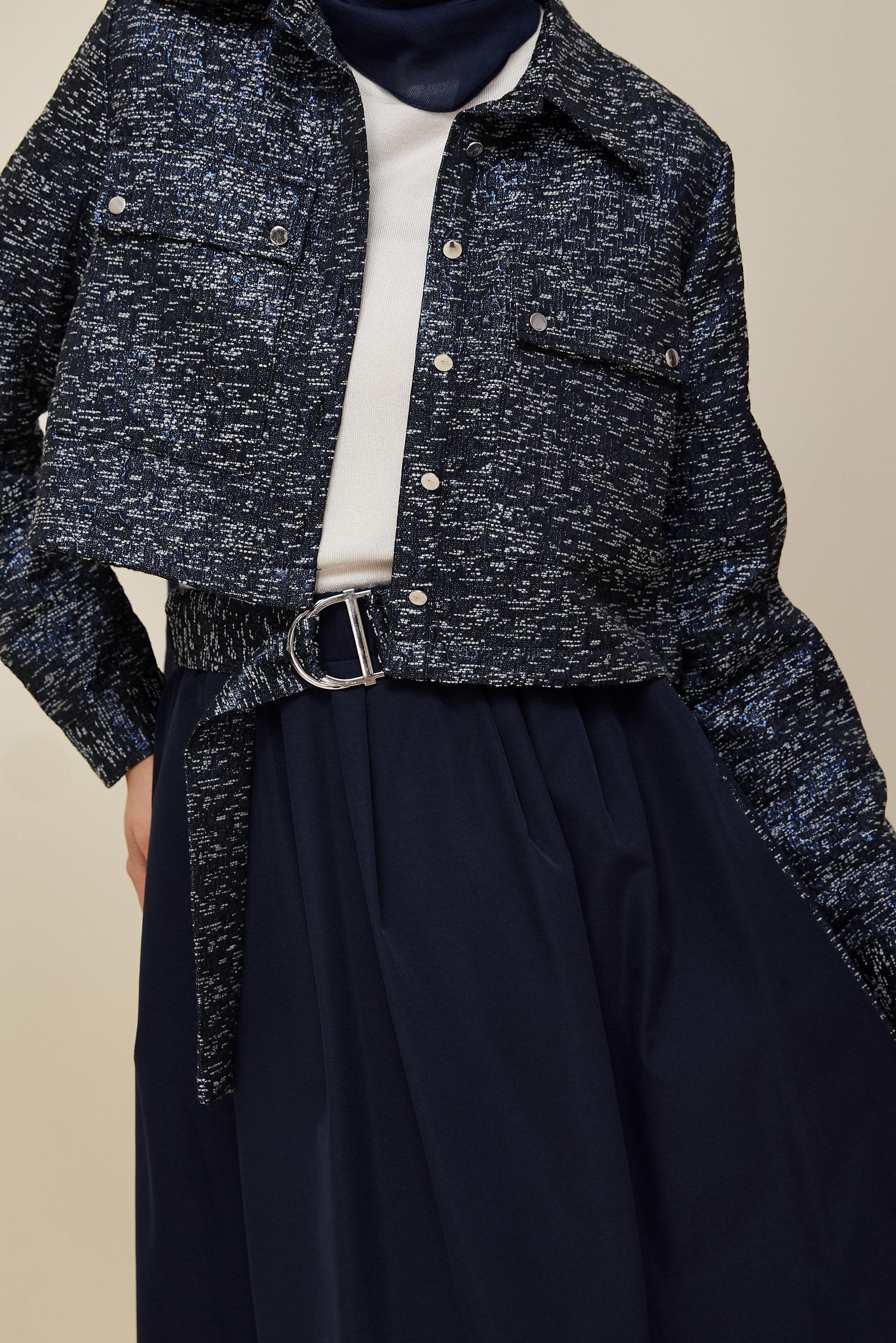 Vêtements hijab BLEU MARINE COSTUME À JUPE JACQUARD 45935