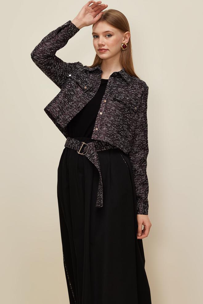 Vêtements hijab PRUNE COSTUME À JUPE JACQUARD 45935 - ALVİNA