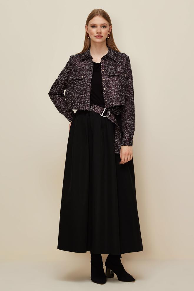 Vêtements hijab PRUNE COSTUME À JUPE JACQUARD 45935 - ALVİNA