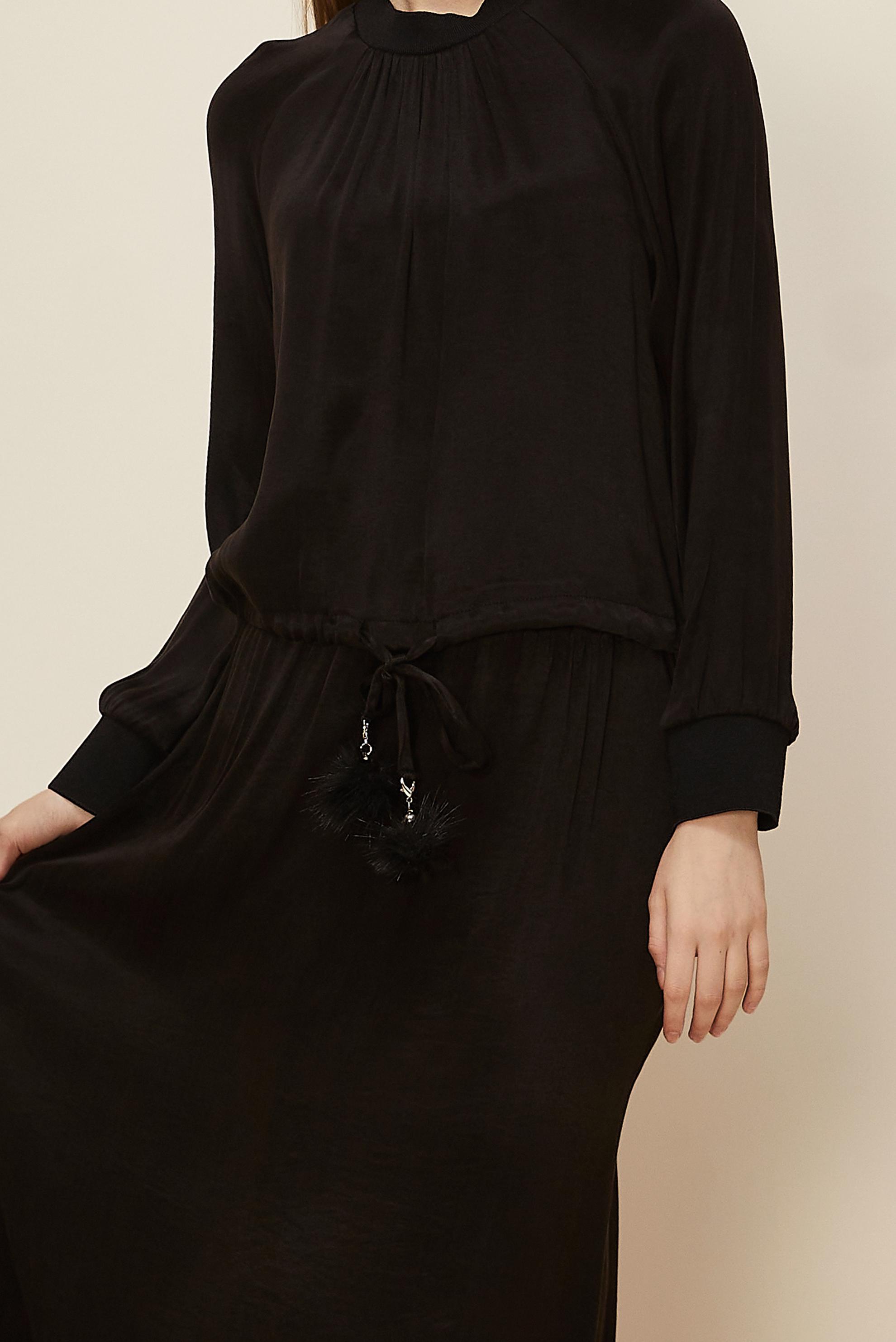 Tesettür giyim SİYAH BÜZGÜ DETAYLI ETEKLİ TAKIM 45939