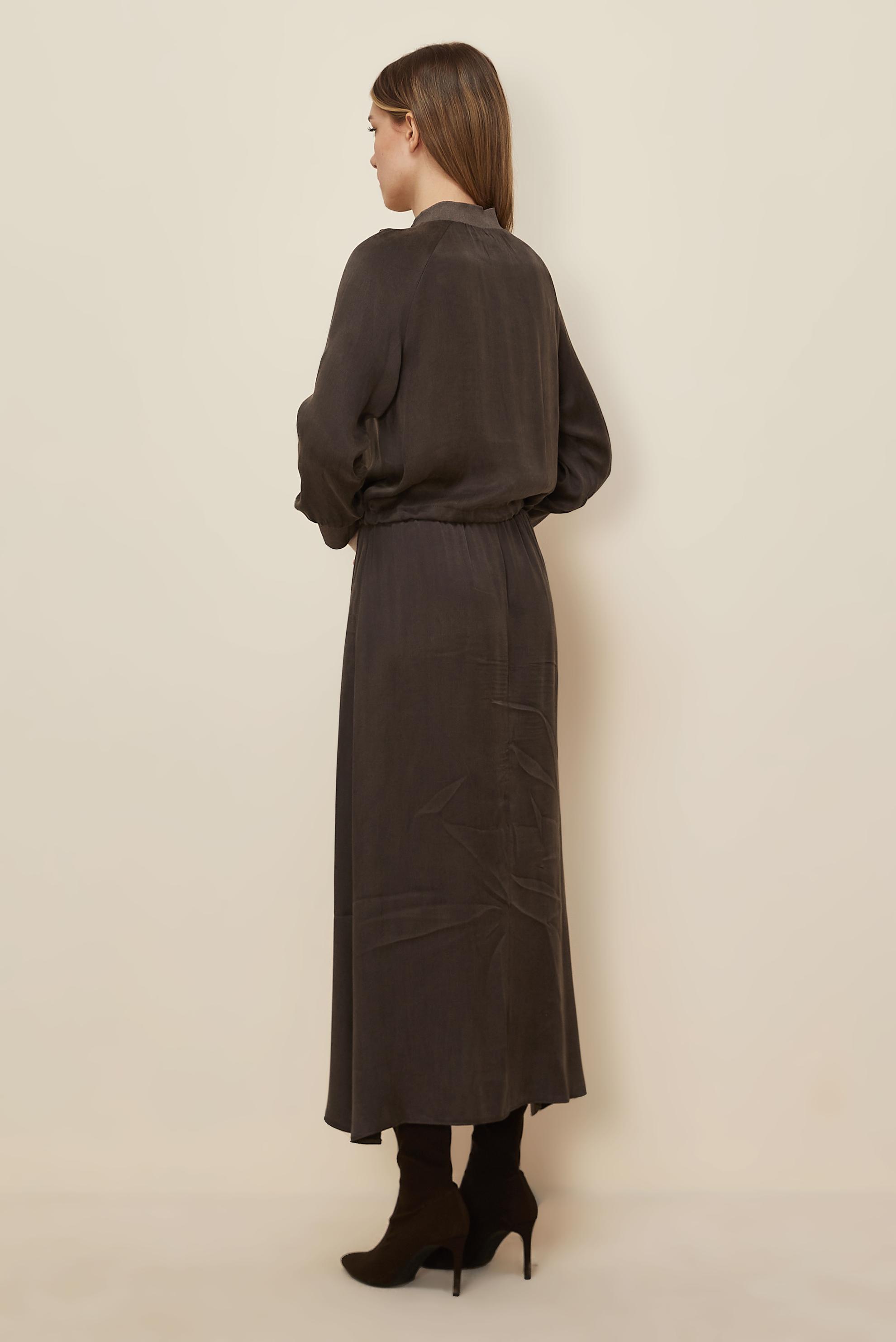 Tesettür giyim KAHVE BÜZGÜ DETAYLI ETEKLİ TAKIM 45939