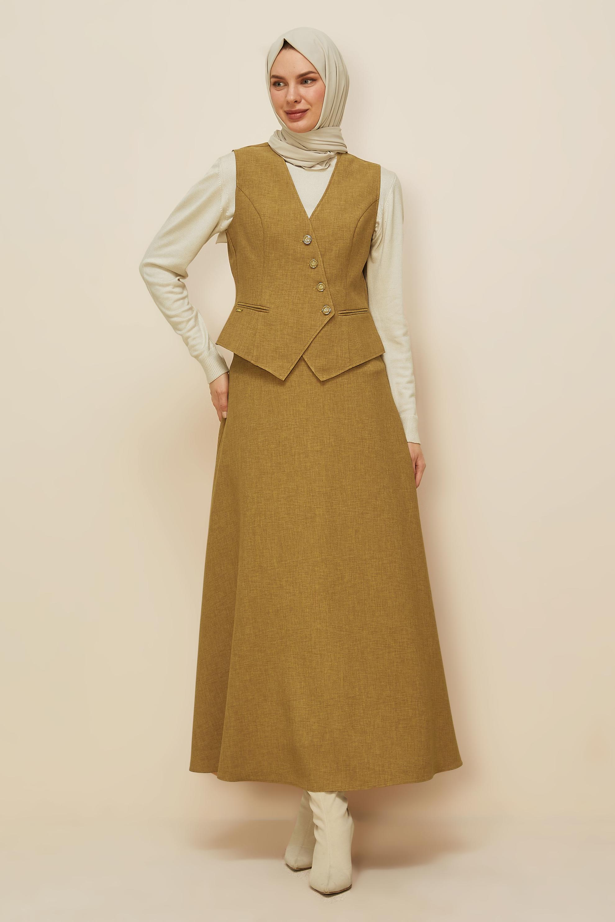 Hijab clothing YELLOW SKIRTED SUIT WITH VEST 45952