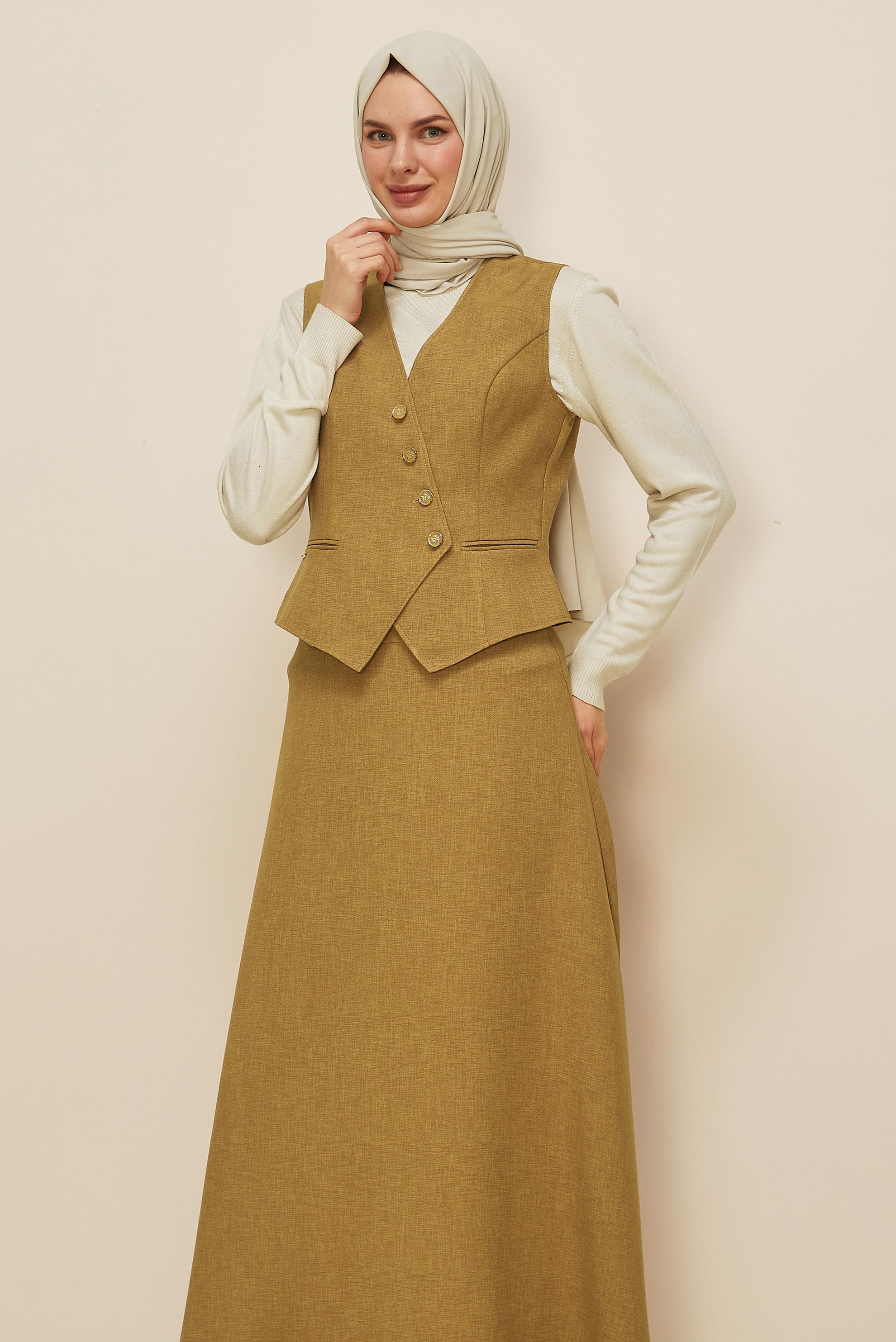 Hijab clothing YELLOW SKIRTED SUIT WITH VEST 45952