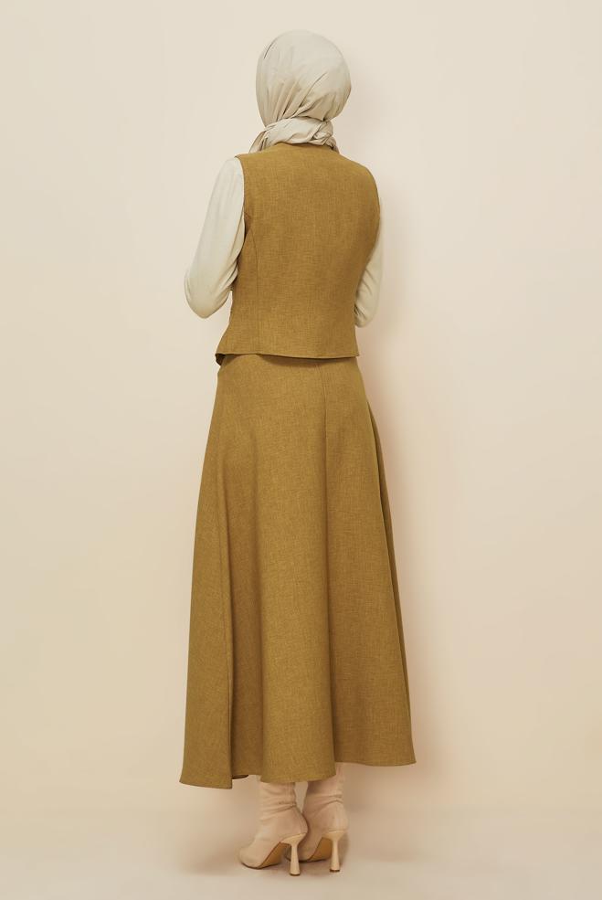 Hijab clothing YELLOW SKIRTED SUIT WITH VEST 45952 - ALVİNA