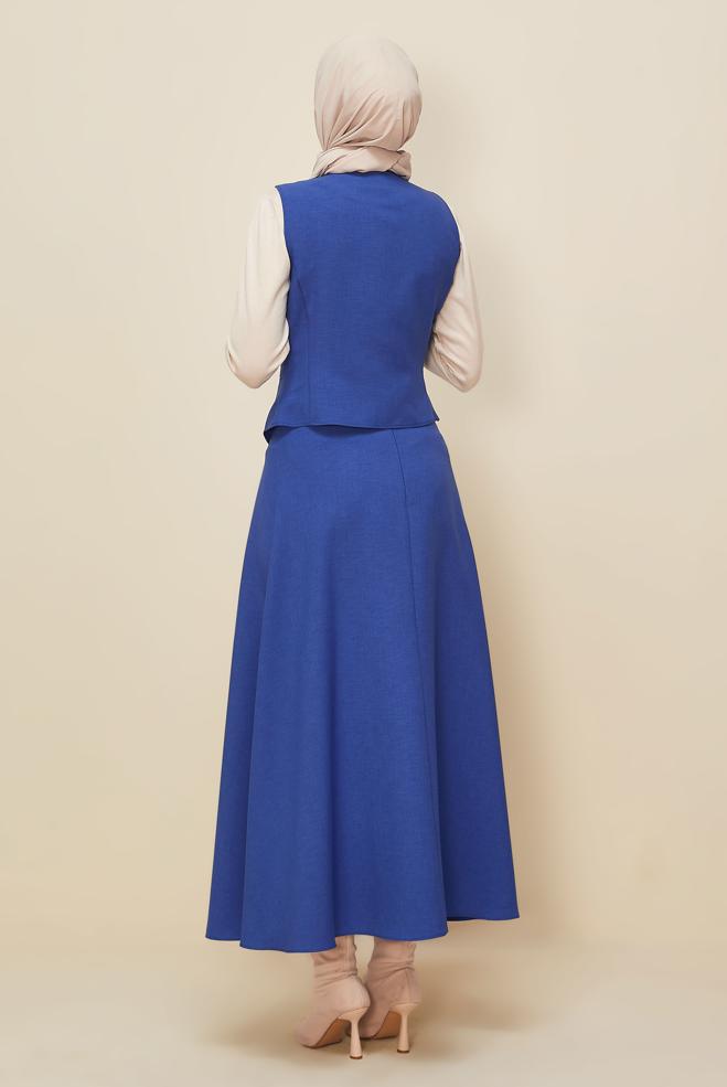 Hijab clothing NAVY BLUE SKIRTED SUIT WITH VEST 45952 - ALVİNA