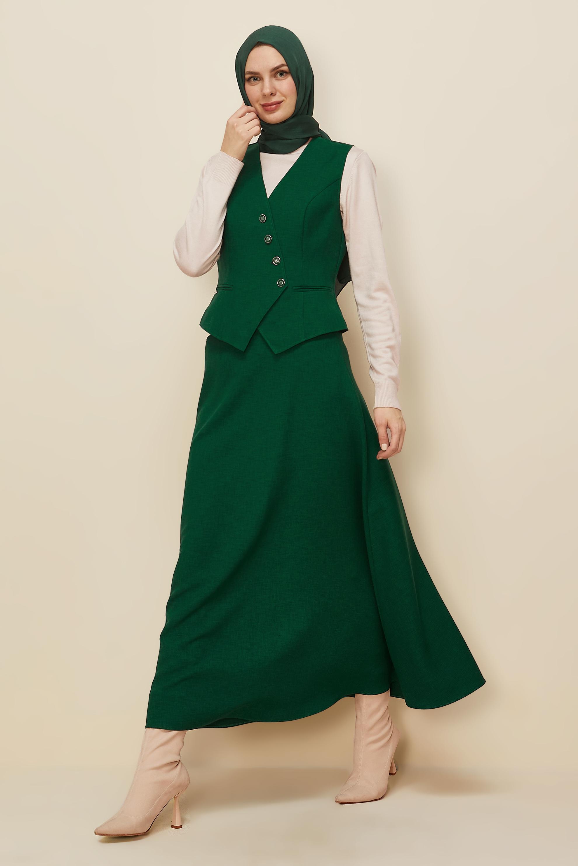 Hijab clothing GREEN SKIRTED SUIT WITH VEST 45952