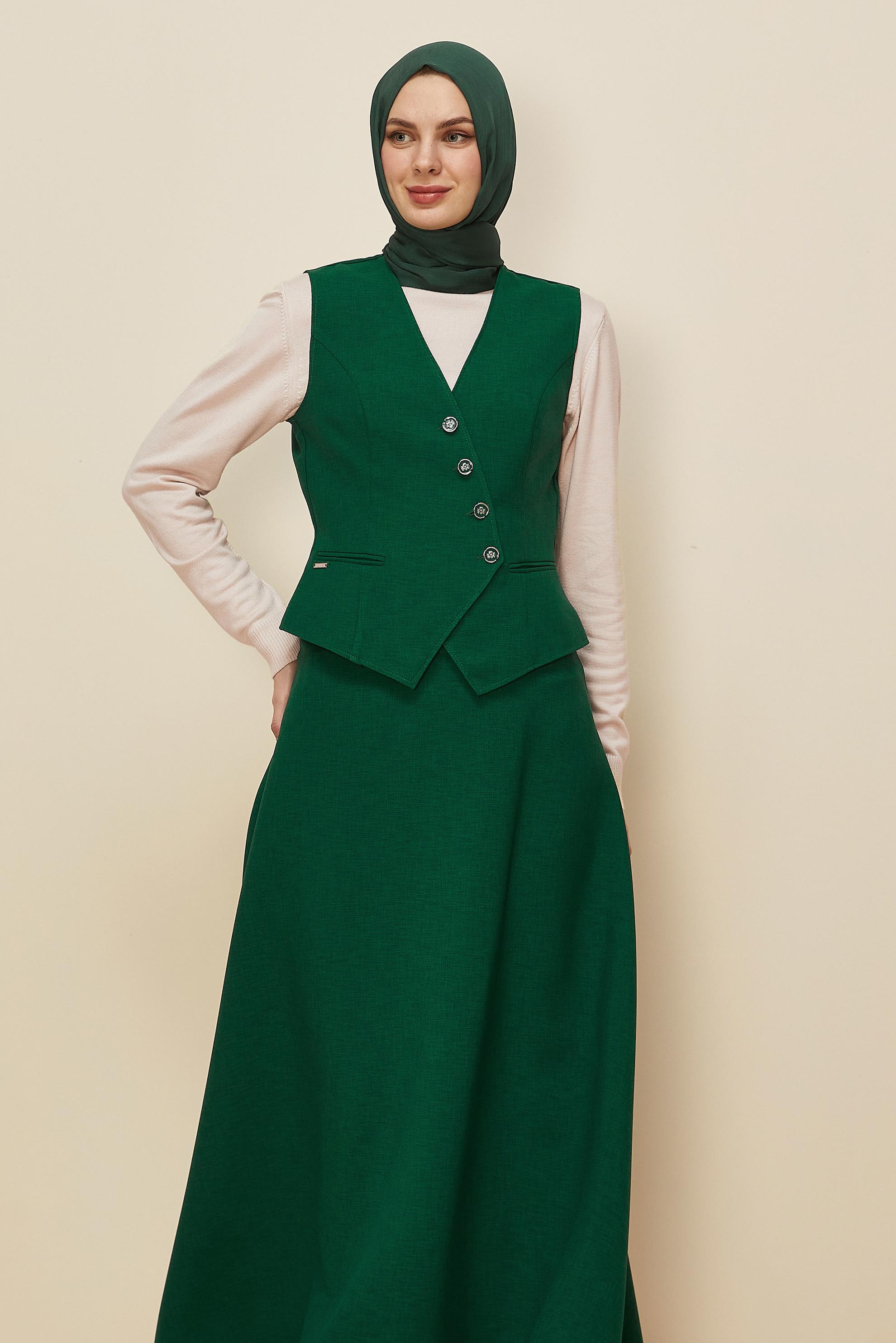 Hijab clothing GREEN SKIRTED SUIT WITH VEST 45952