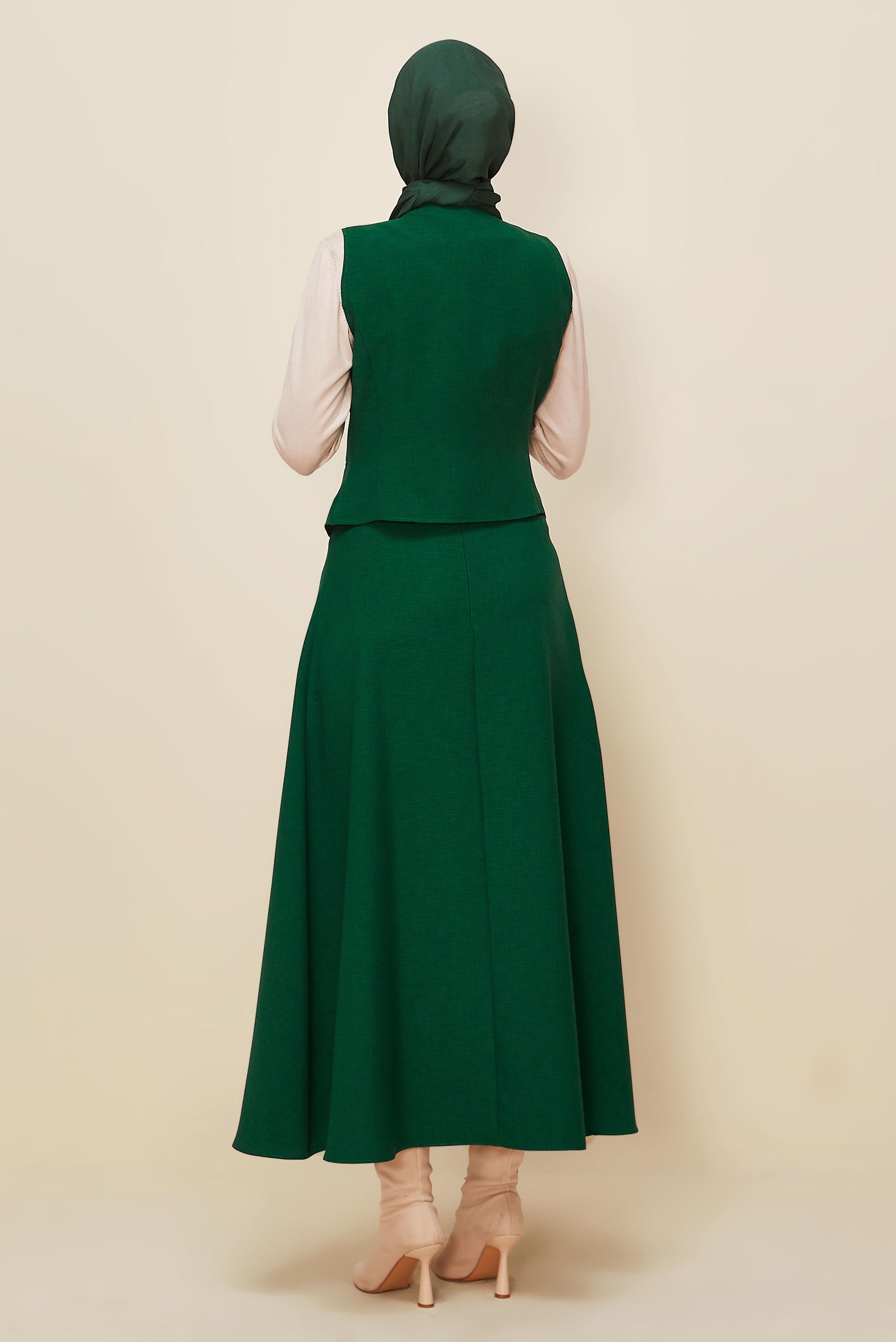 Hijab clothing GREEN SKIRTED SUIT WITH VEST 45952