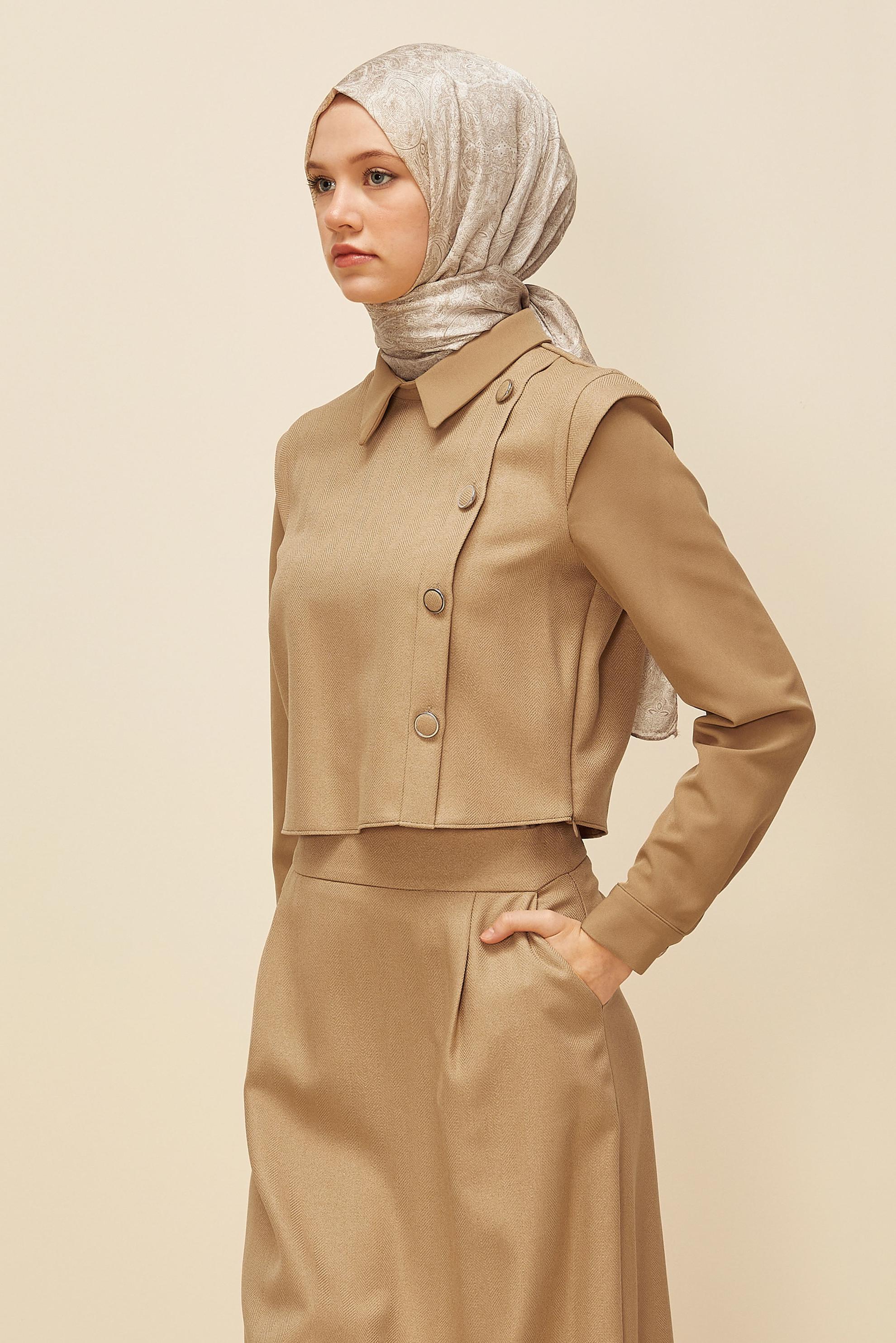 Vêtements hijab BRUN ENSEMBLE JUPE BOUTONNÉE DÉTAILLÉE 46013