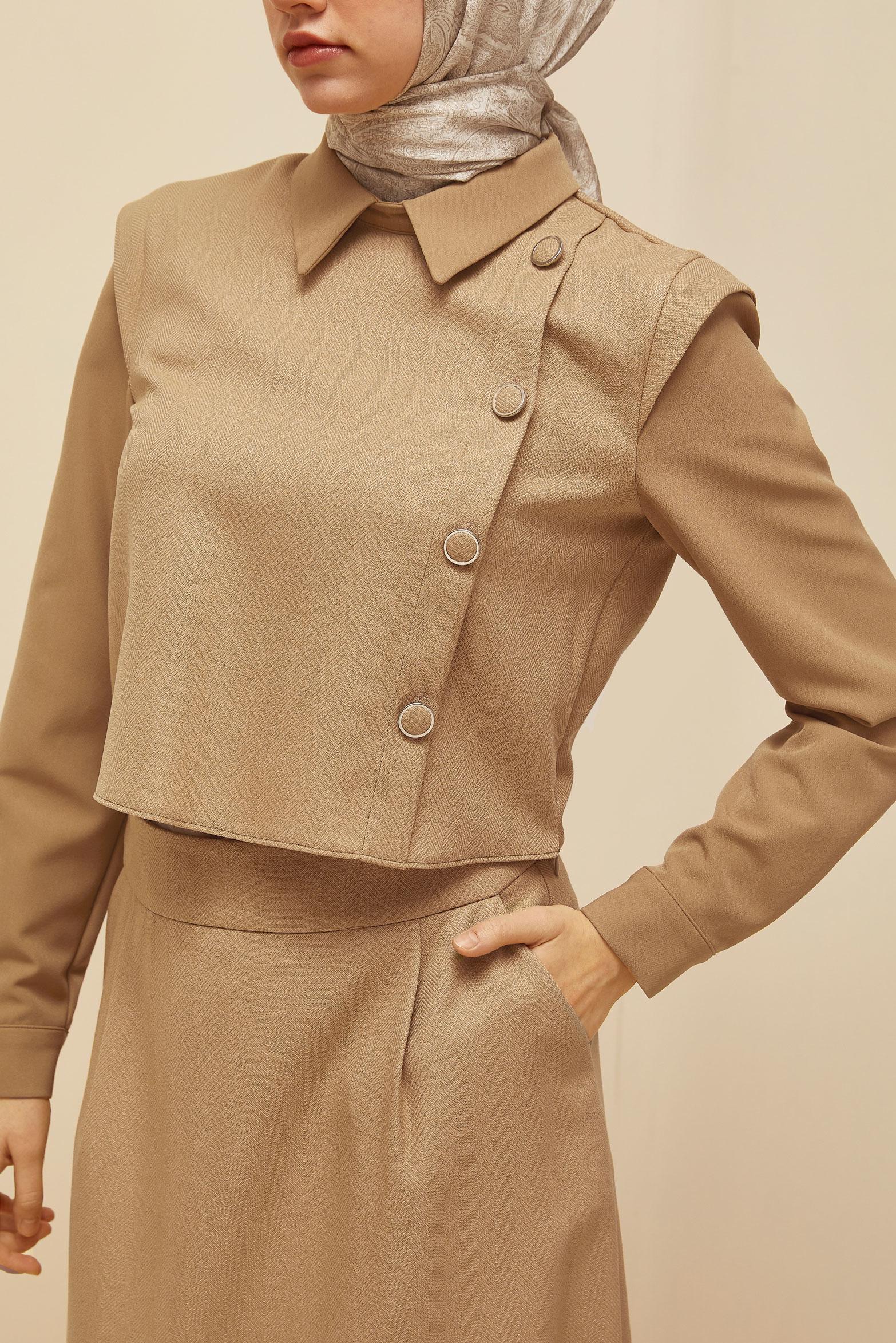 Vêtements hijab BRUN ENSEMBLE JUPE BOUTONNÉE DÉTAILLÉE 46013