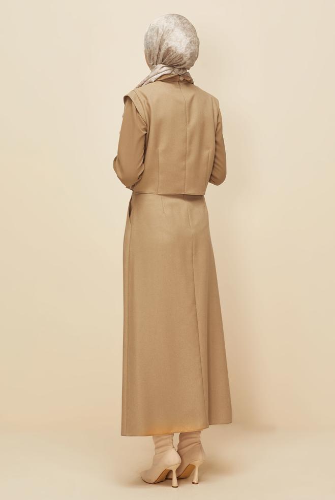 Vêtements hijab BRUN ENSEMBLE JUPE BOUTONNÉE DÉTAILLÉE 46013 - ALVİNA