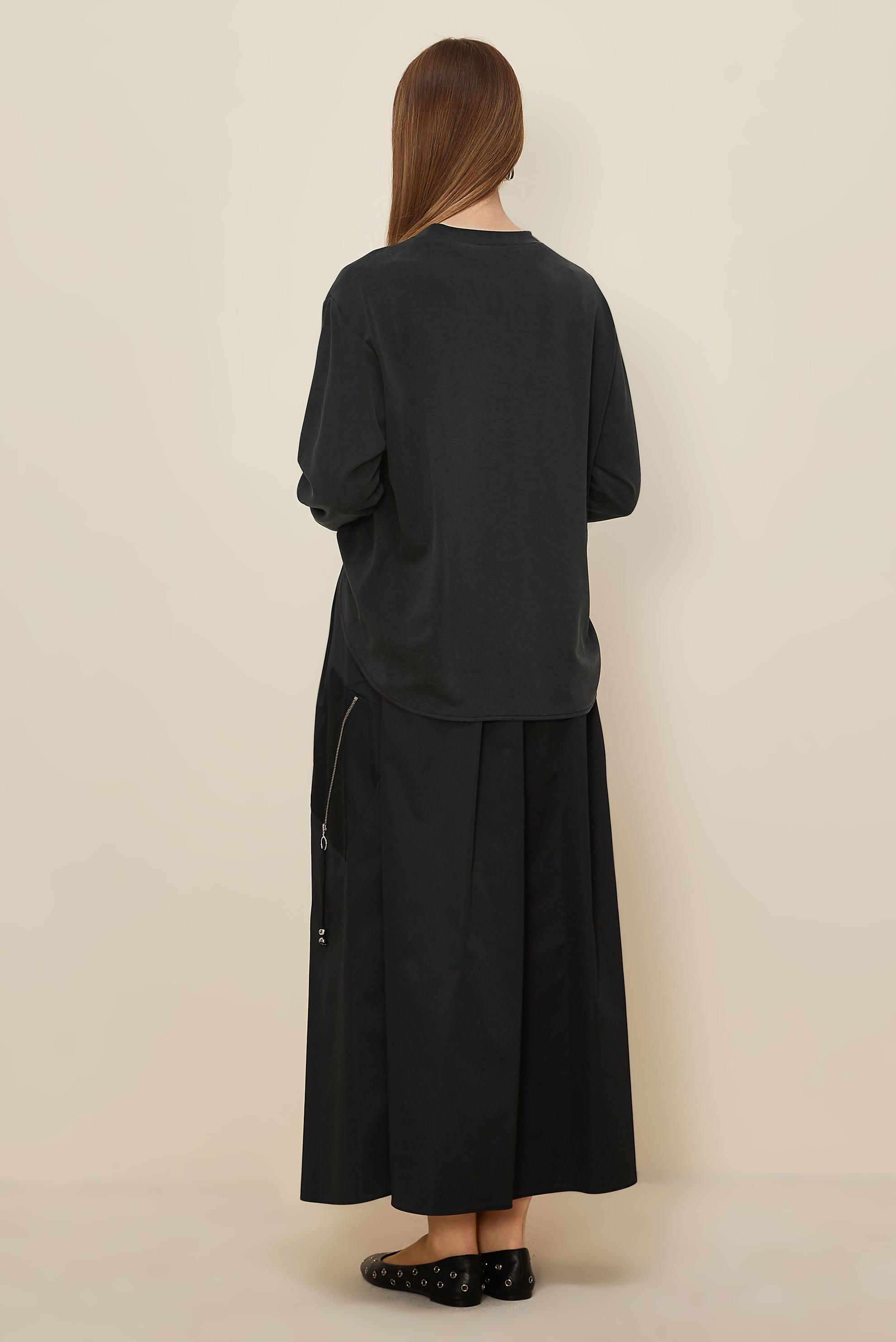 Hijab clothing BLACK ZIPPERED SKIRTED SUIT 46026