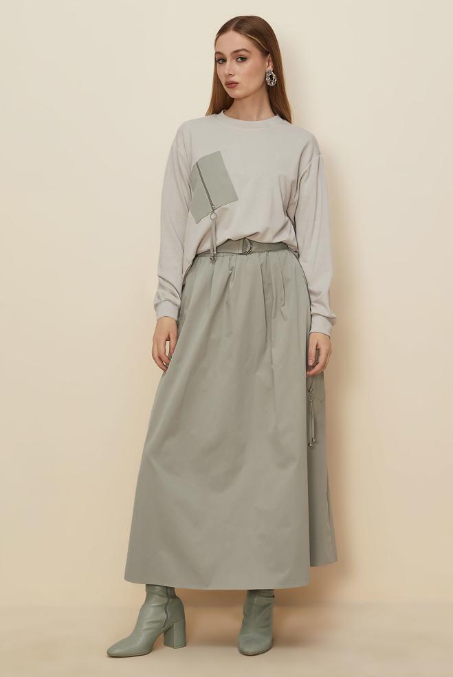 Hijab clothing BEIGE ZIPPERED SKIRTED SUIT 46026 - ALVİNA