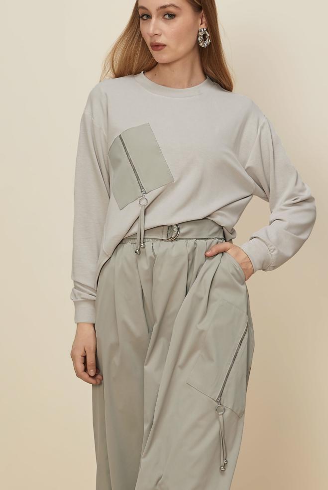 Hijab clothing BEIGE ZIPPERED SKIRTED SUIT 46026 - ALVİNA