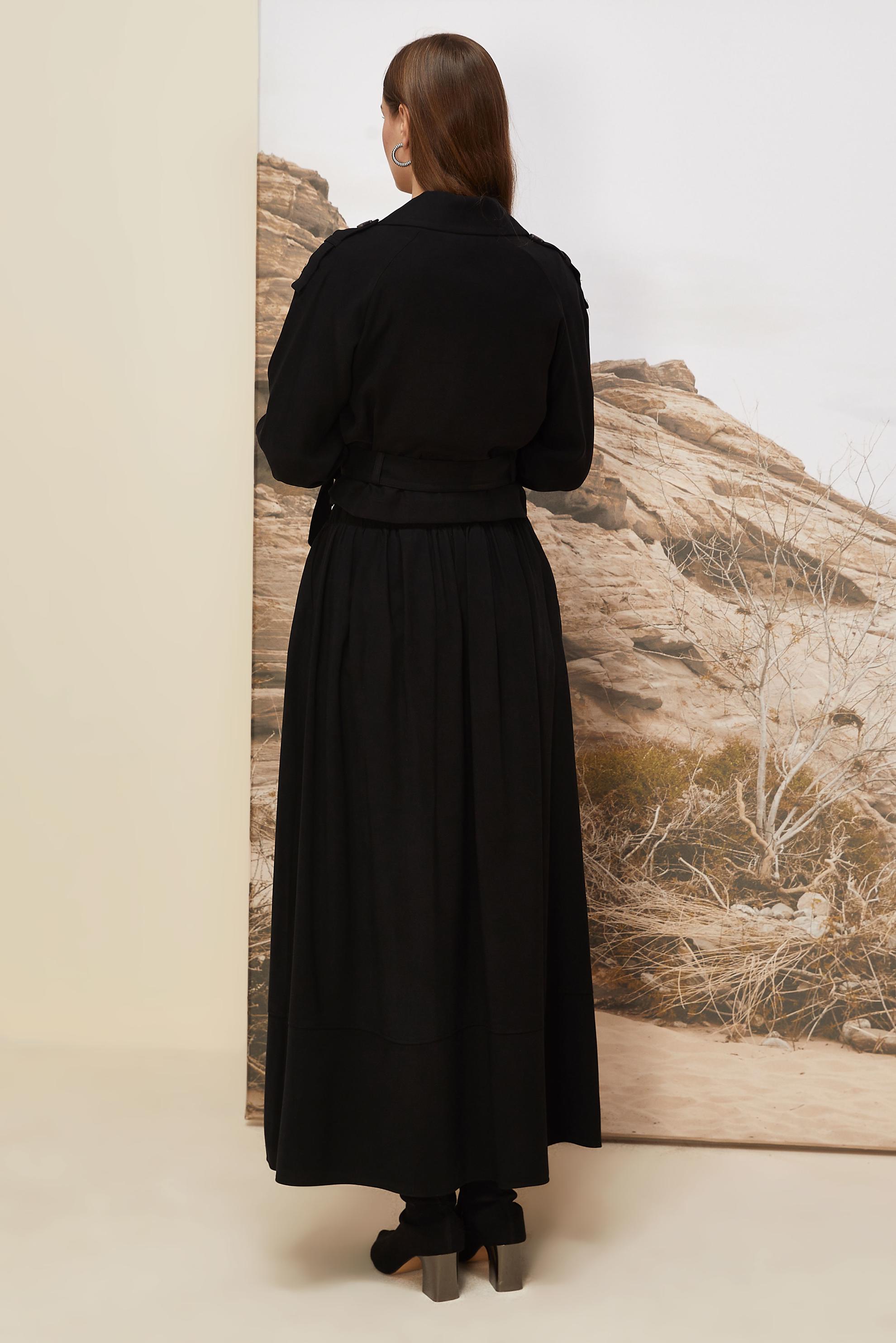 Tesettür giyim SİYAH KEMERLİ ETEKLİ TAKIM 46027