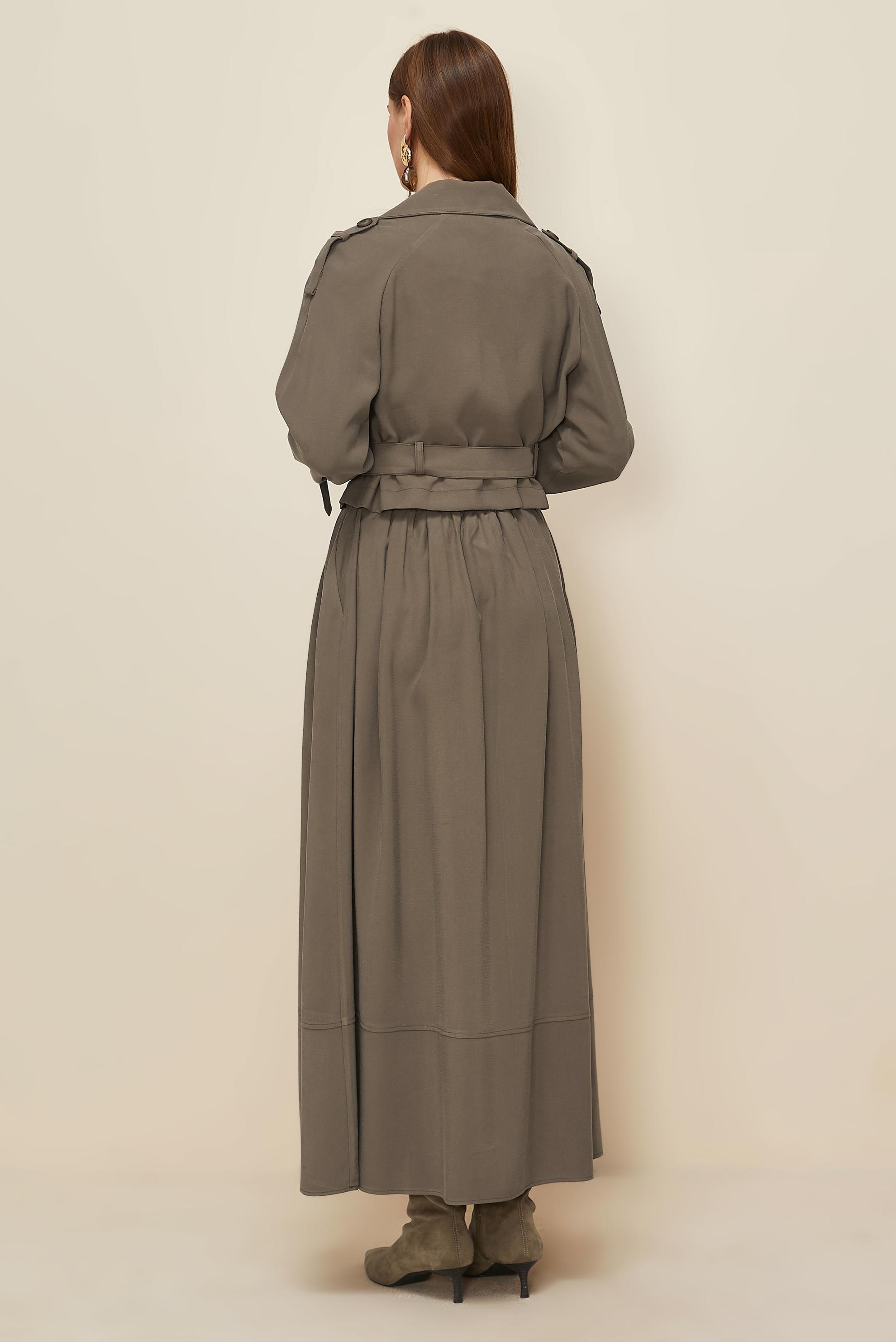 Tesettür giyim VİZON KEMERLİ ETEKLİ TAKIM 46027