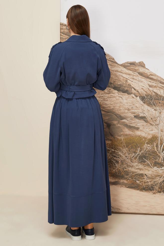 Tesettür giyim LACİVERT KEMERLİ ETEKLİ TAKIM 46027 - ALVİNA