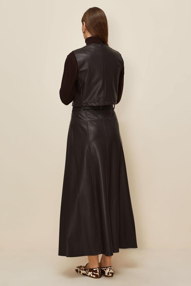 Tesettür giyim KAHVE ETEKLİ DERİ TAKIM 46033 - ALVİNA