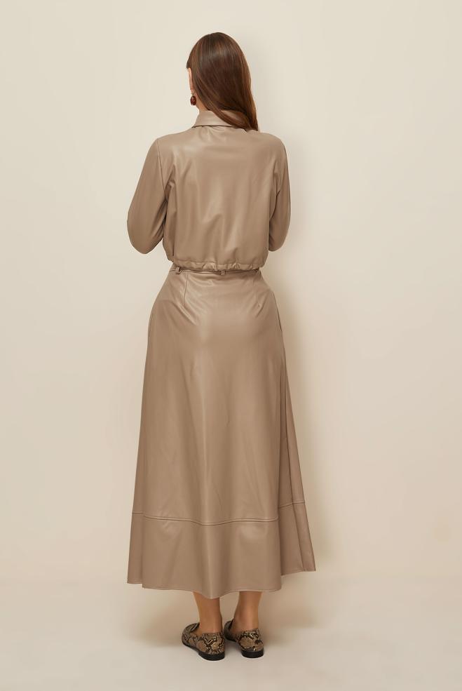 Tesettür giyim KAHVE 46064 DERİ 522 2 Lİ ETEKLİ TK.38-42 TEK 38 - ALVİNA