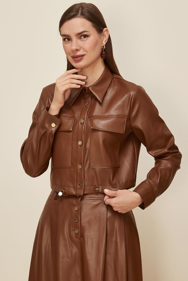 Tesettür giyim TABA 46064 DERİ 522 2 Lİ ETEKLİ TK.38-42 TEK 38 - ALVİNA