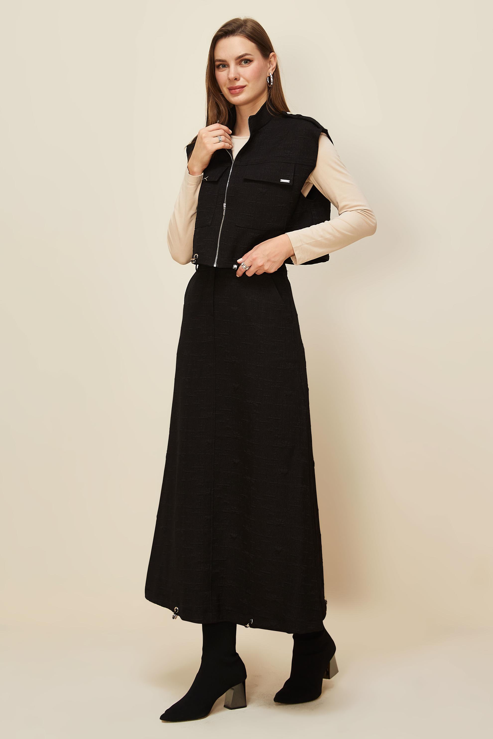 Hijab clothing BLACK JACQUARD SKIRTED SUIT 46101