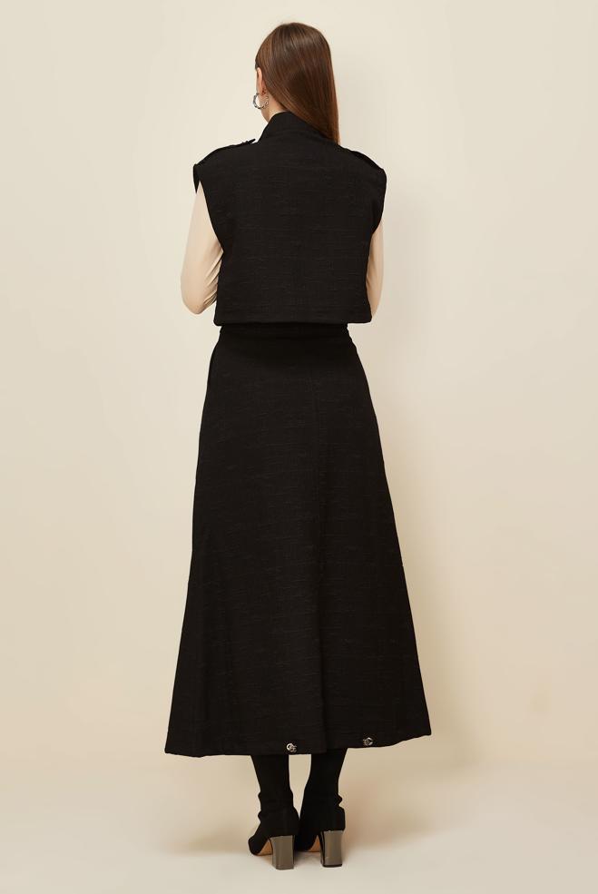 Hijab clothing BLACK JACQUARD SKIRTED SUIT 46101 - ALVİNA