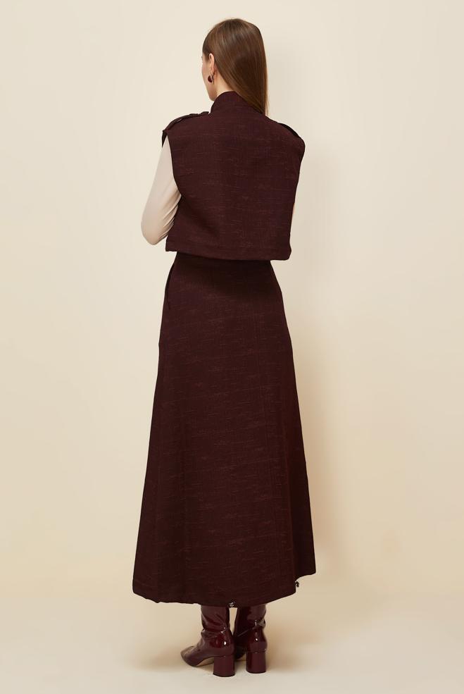 Hijab clothing CLARET RED JACQUARD SKIRTED SUIT 46101 - ALVİNA