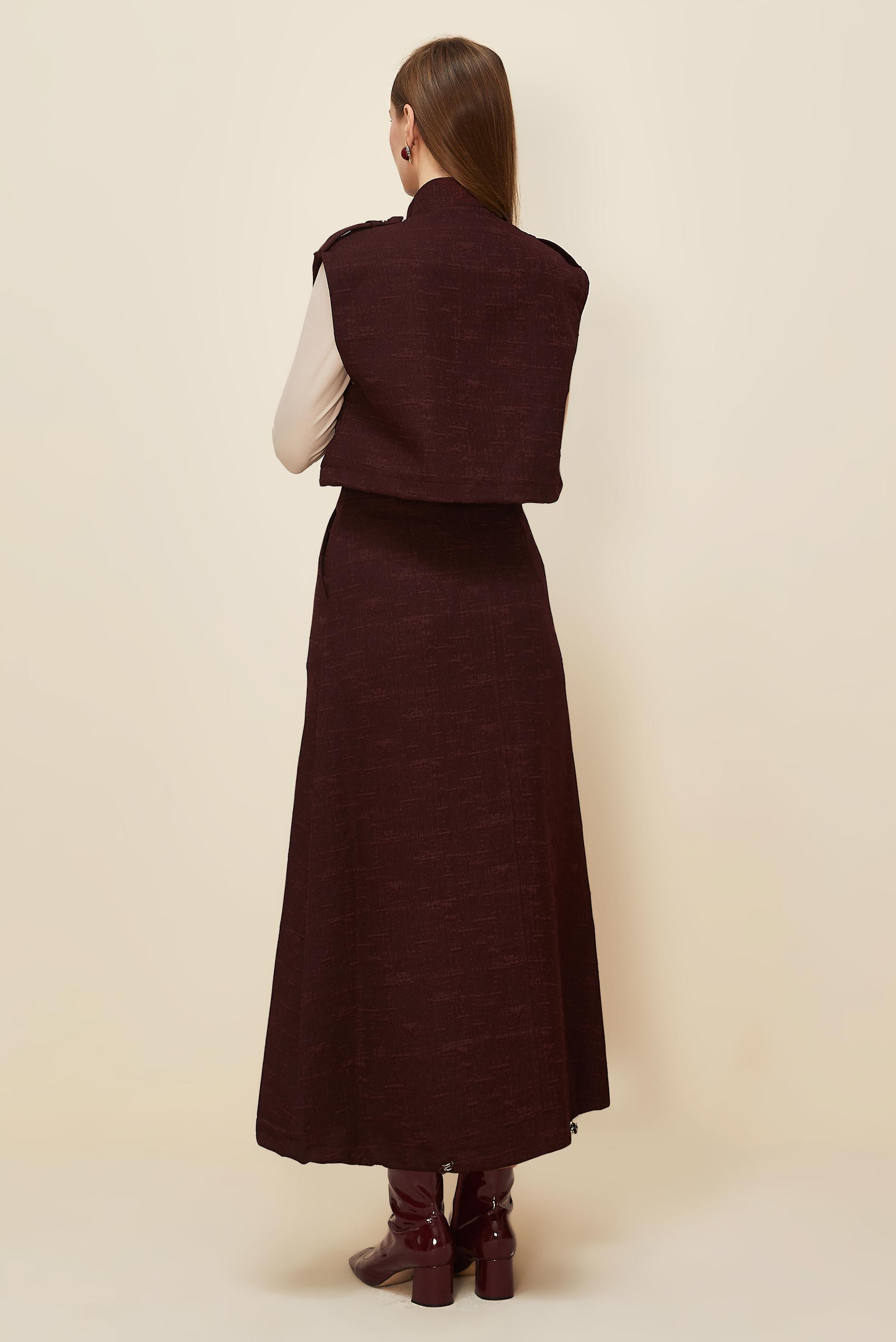 Hijab clothing CLARET RED JACQUARD SKIRTED SUIT 46101