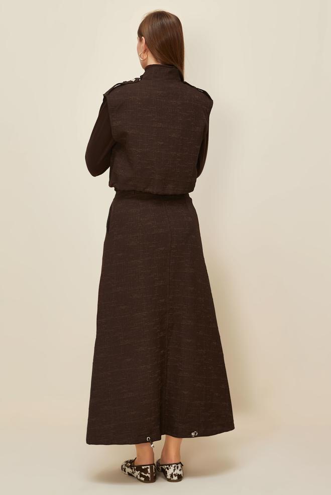 Hijab clothing BROWN JACQUARD SKIRTED SUIT 46101 - ALVİNA