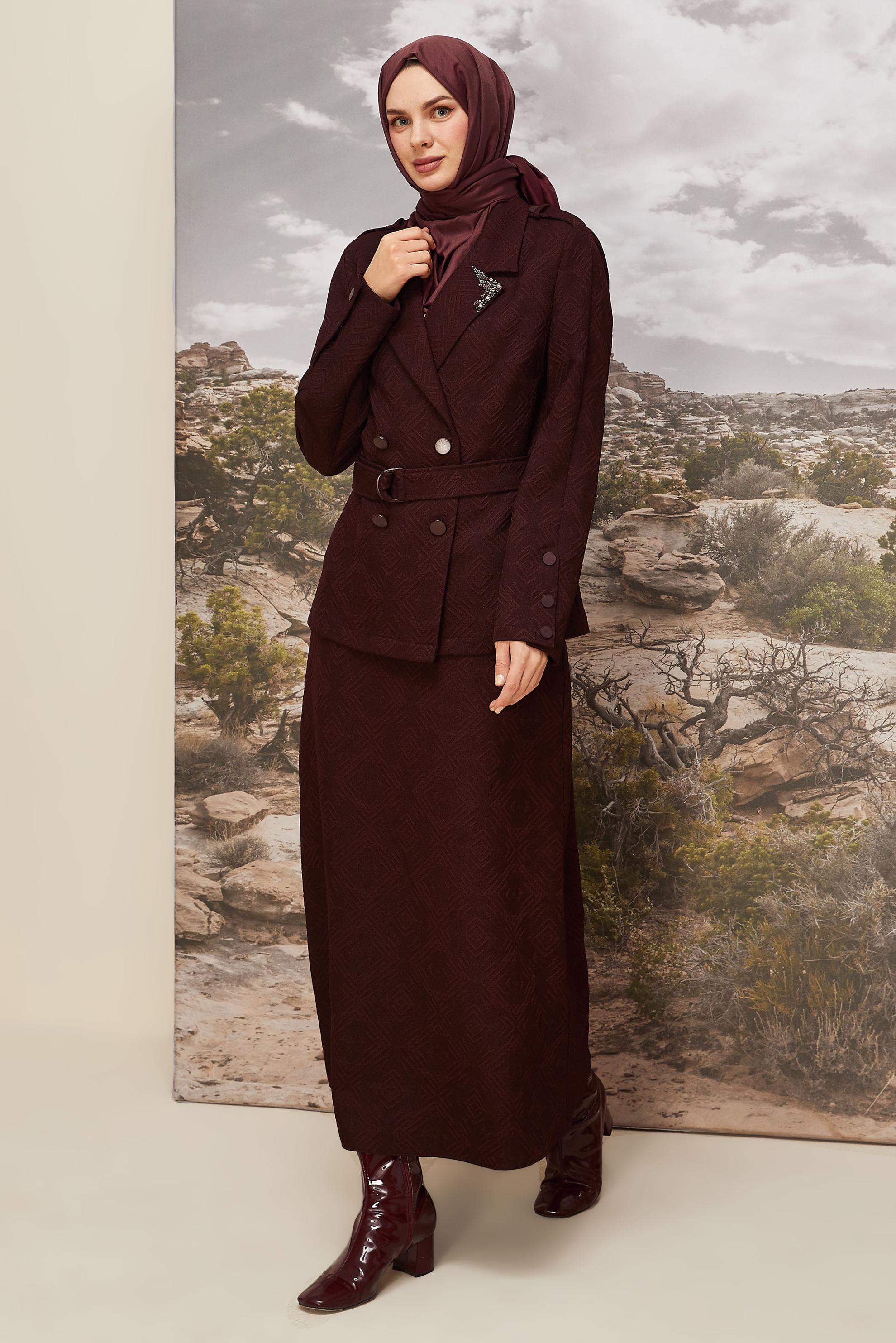 Tesettür giyim BORDO 46102 JUM 839 2&prime;Lİ ETEK.TK. 38-44 TEK40