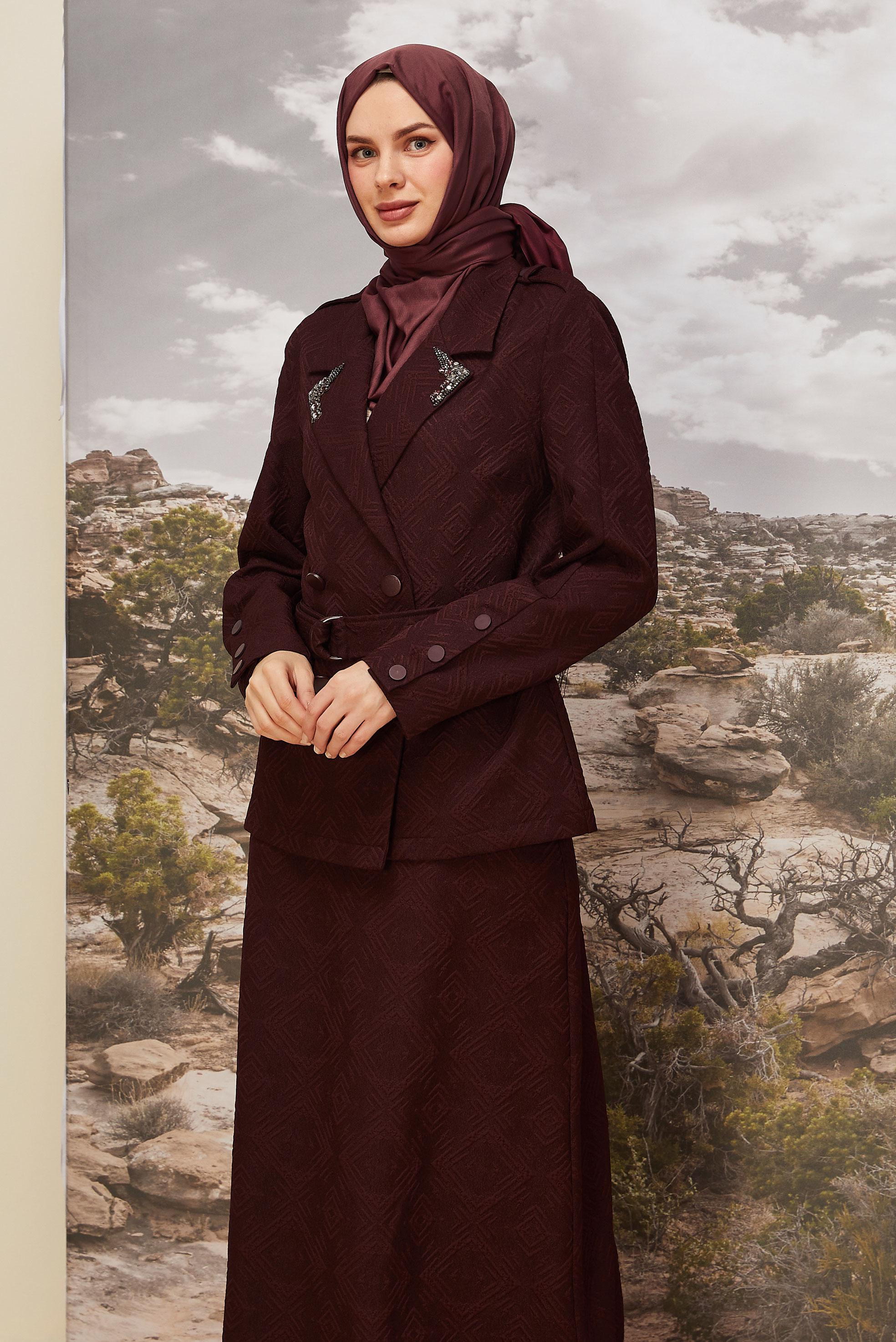Tesettür giyim BORDO 46102 JUM 839 2&prime;Lİ ETEK.TK. 38-44 TEK40