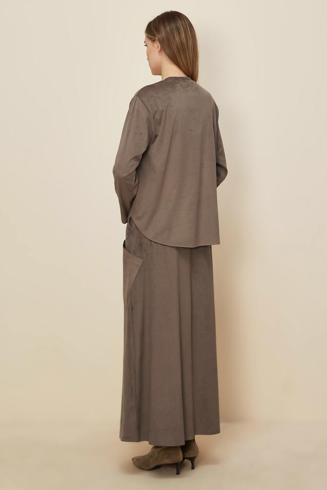 Tesettür giyim VİZON 46140 DOUBLE SÜET 2&prime;Lİ ETEK.TK. 38-44 TEK 40 - ALVİNA