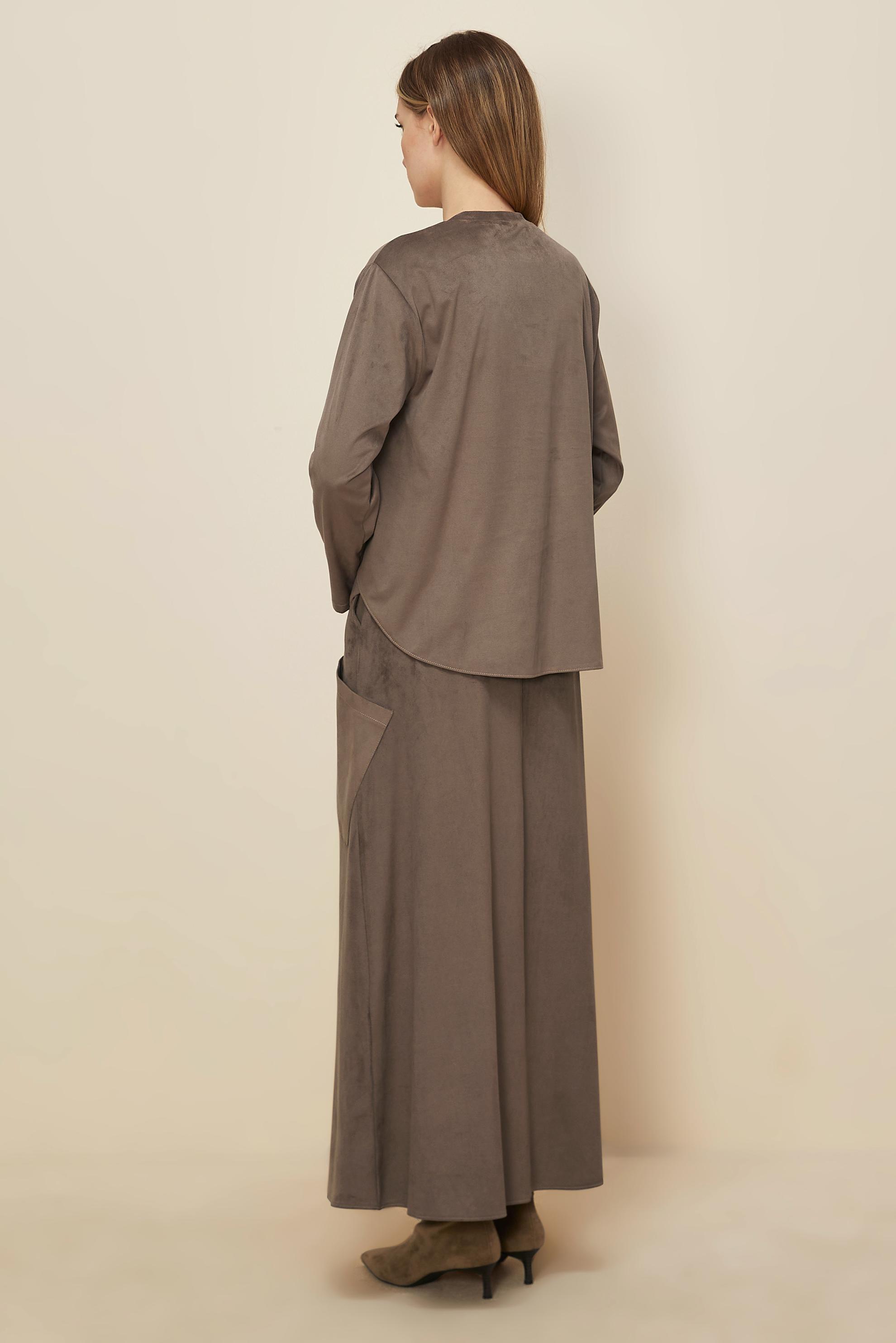 Tesettür giyim VİZON 46140 DOUBLE SÜET 2&prime;Lİ ETEK.TK. 38-44 TEK 40