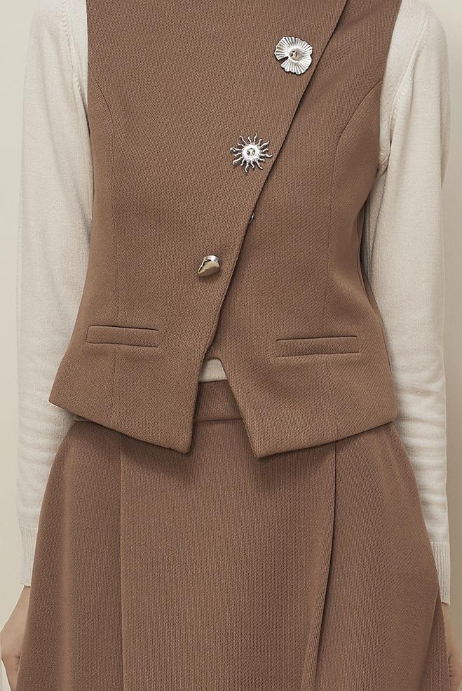 Hijab clothing BROWN SKIRTED SUIT 46173 - ALVİNA