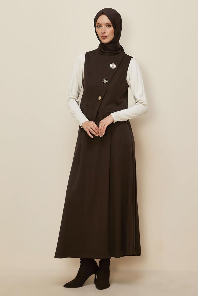 Hijab clothing BROWN SKIRTED SUIT 46173 - ALVİNA