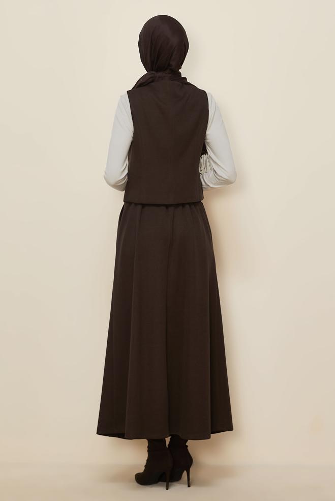 Hijab clothing BROWN SKIRTED SUIT 46173 - ALVİNA