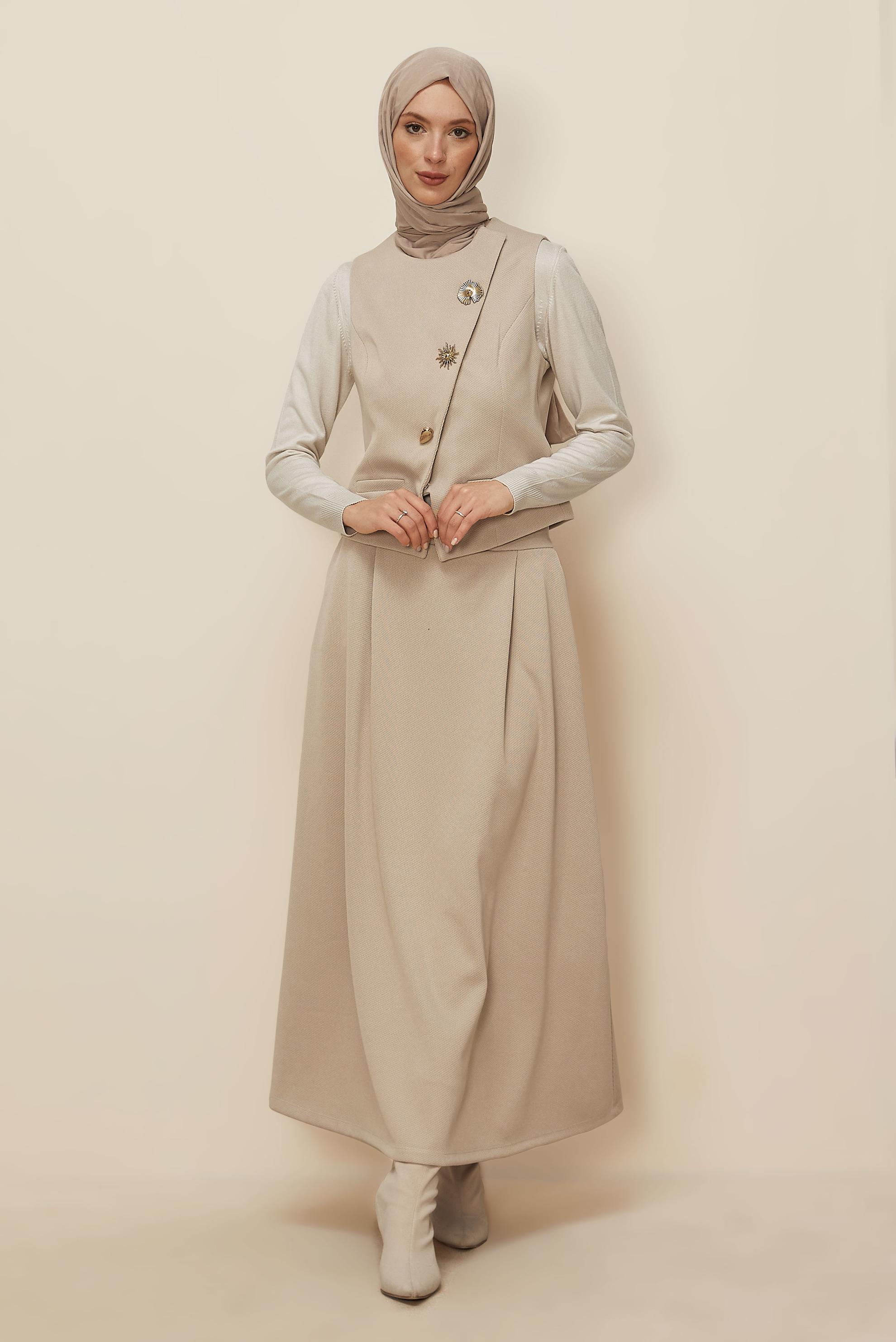 Hijab clothing BEIGE SKIRTED SUIT 46173