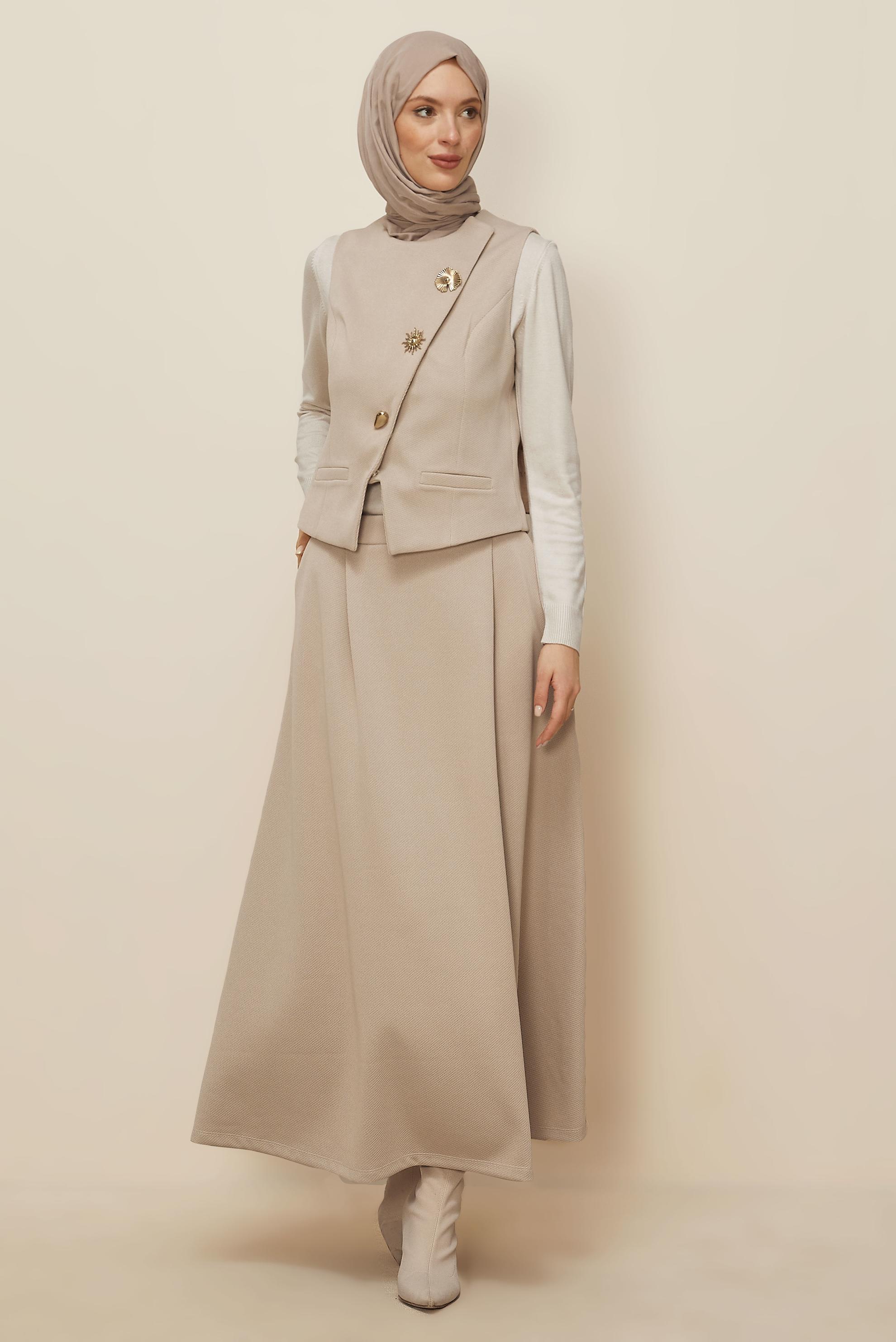 Hijab clothing BEIGE SKIRTED SUIT 46173