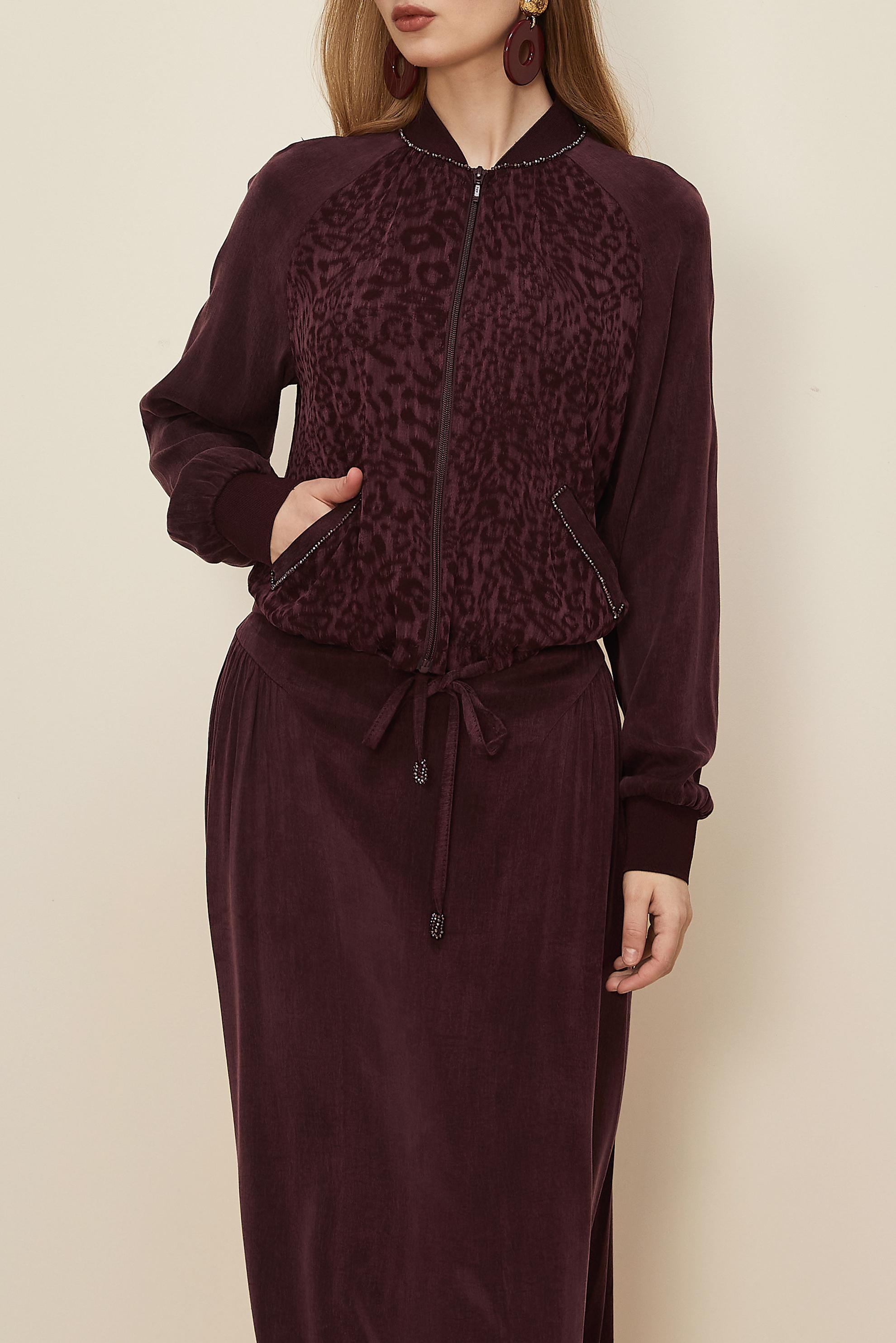 Tesettür giyim BORDO ETEKLİ LEOPAR DESENLİ TAKIM 46187