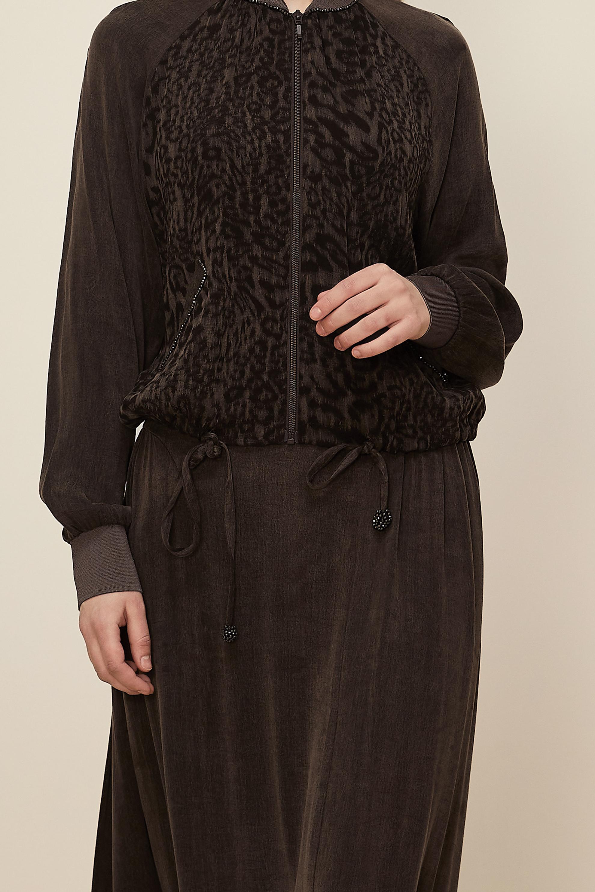 Hijab clothing BROWN LEOPARD PATTERNED SKIRTED SUIT 46187