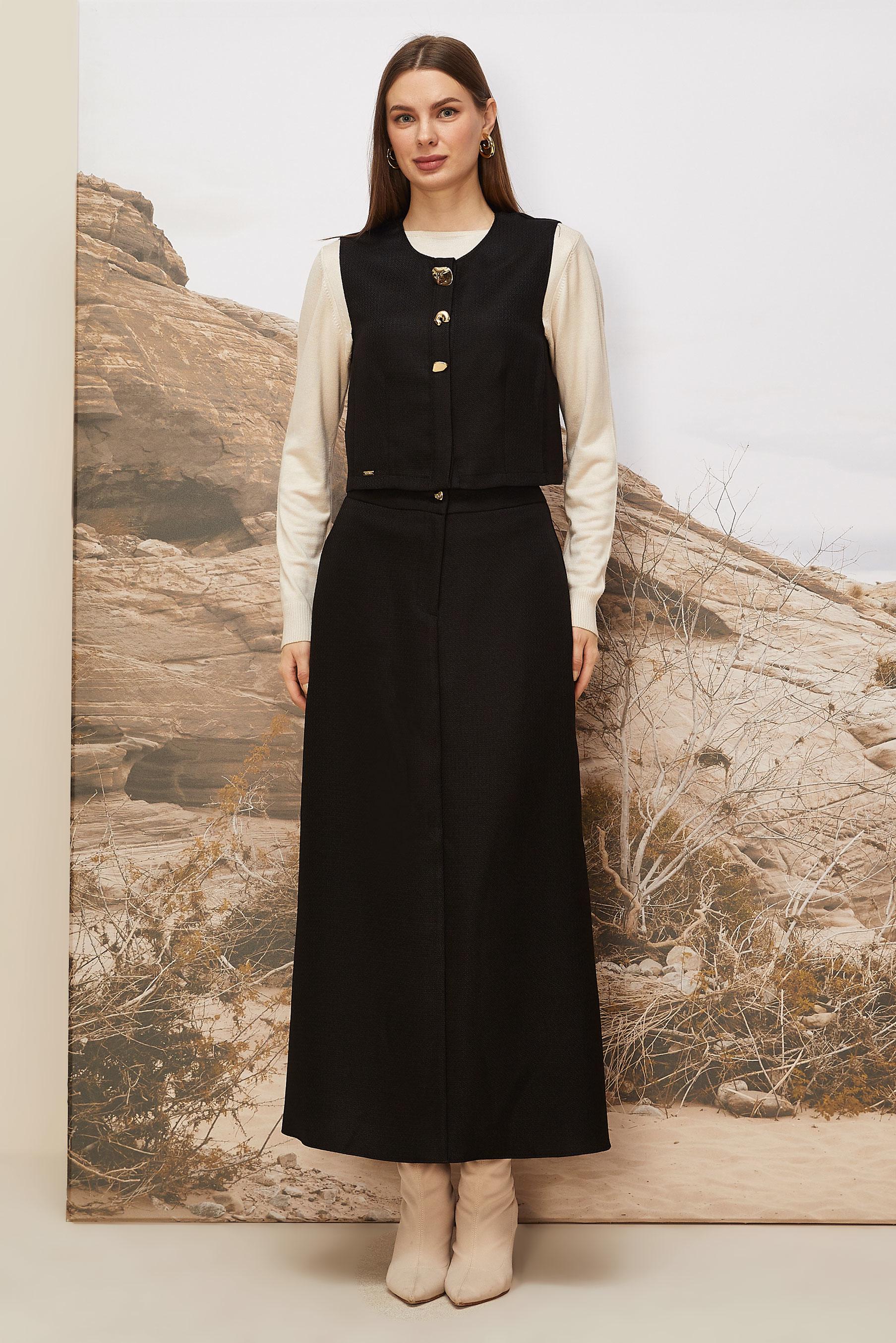 Hijab clothing BLACK 46236 G-1103 2 Lİ ETEKLİ TK.38-42 TEK 40