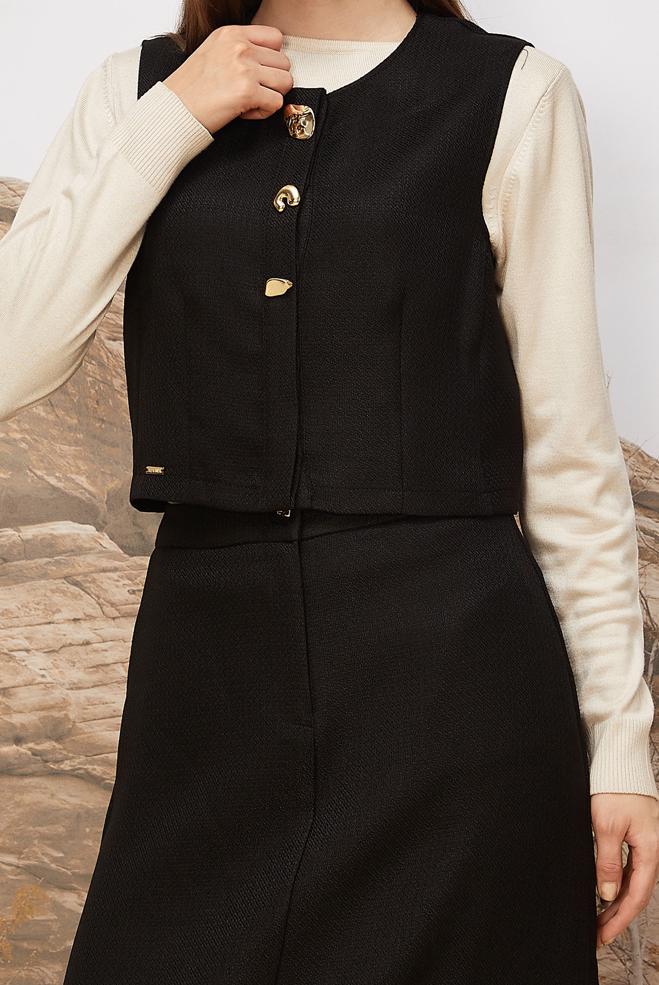 Tesettür giyim SİYAH 46236 G-1103 2 Lİ ETEKLİ TK.38-42 TEK 40 - ALVİNA