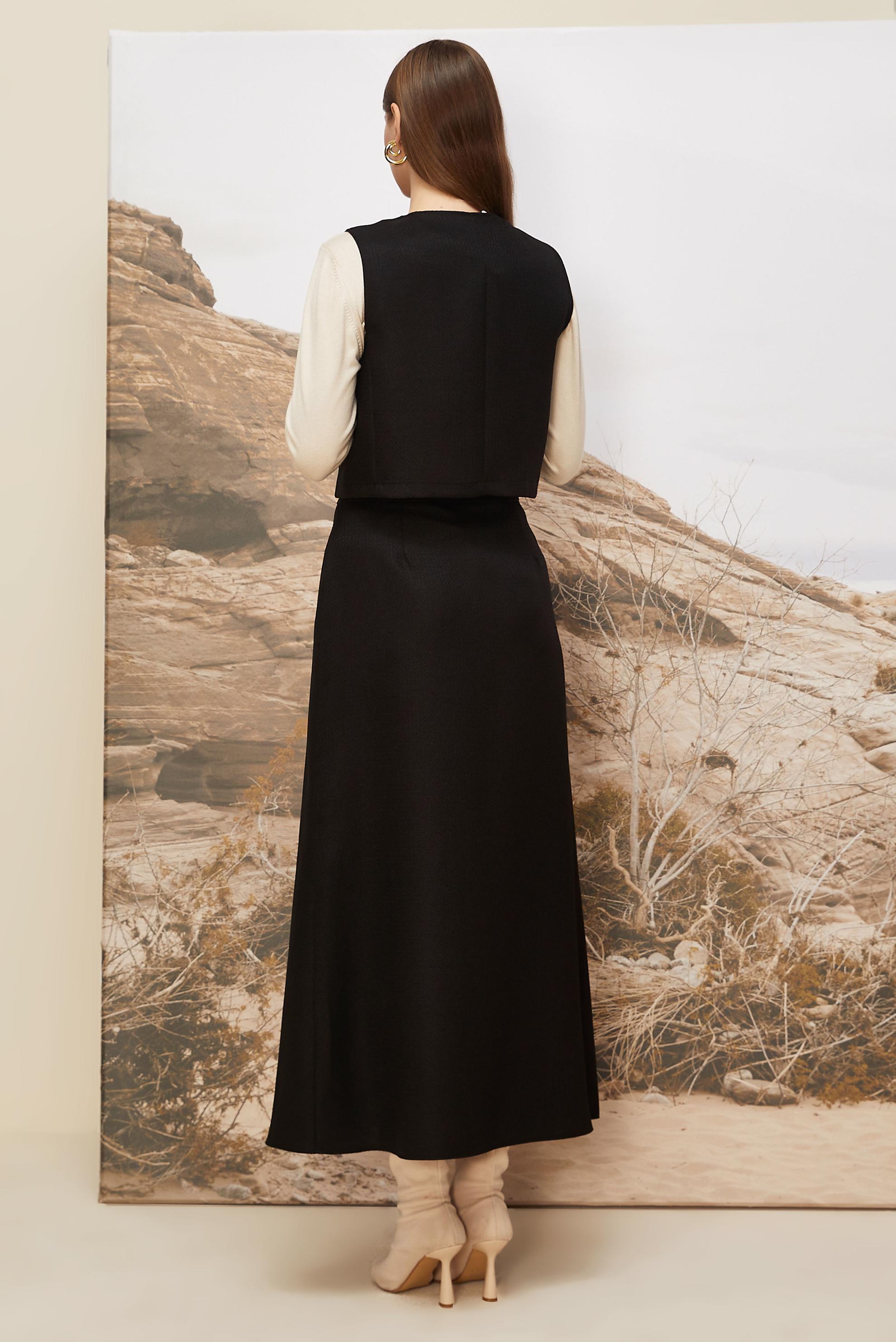 Hijab clothing BLACK 46236 G-1103 2 Lİ ETEKLİ TK.38-42 TEK 40