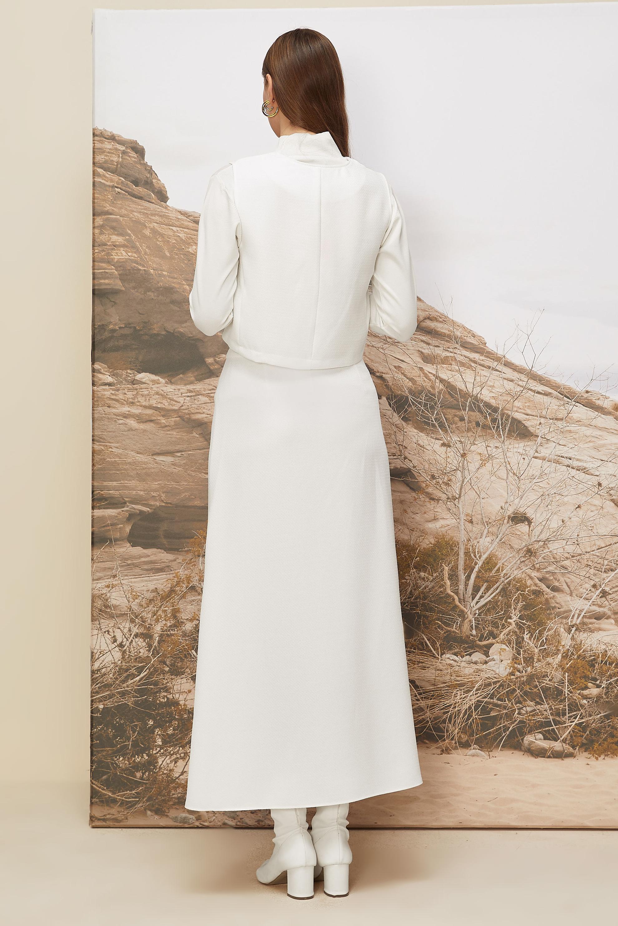 Tesettür giyim BEYAZ 46236 G-1103 2 Lİ ETEKLİ TK.38-42 TEK 40