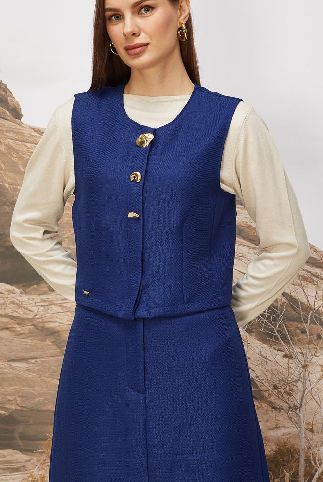 Tesettür giyim LACİVERT 46236 G-1103 2 Lİ ETEKLİ TK.38-42 TEK 40 - ALVİNA