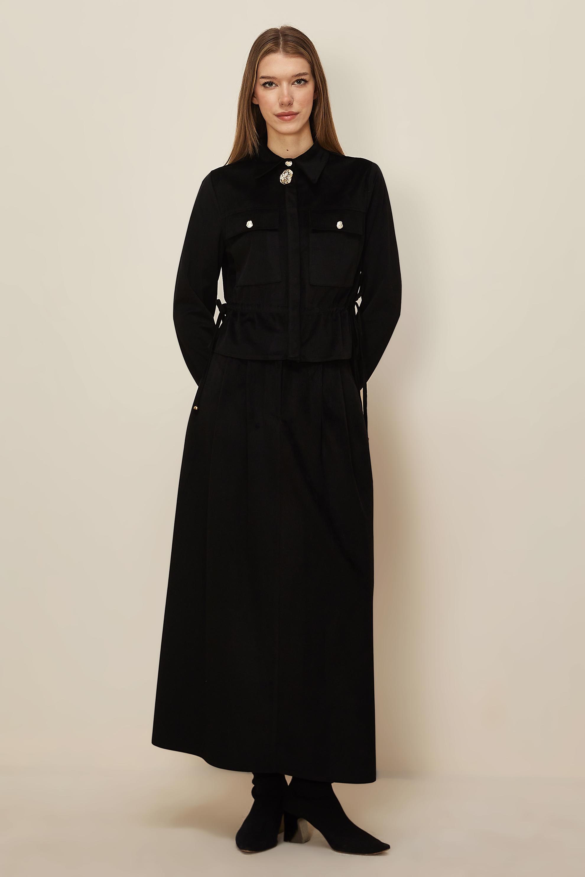Hijab clothing BLACK SHIRT COLLAR SKIRTED SUIT 46237