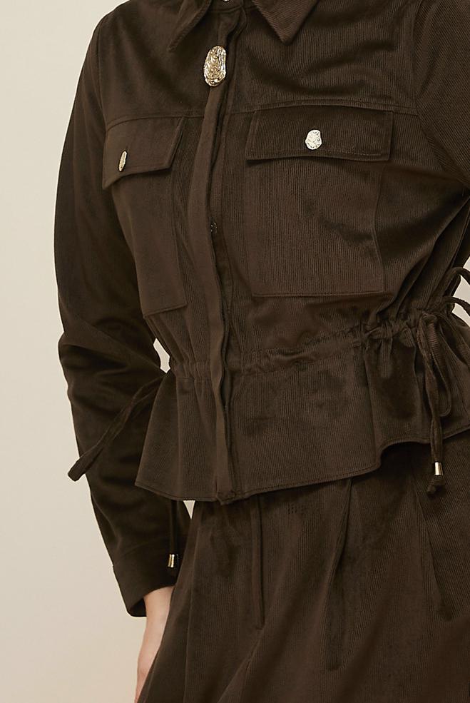 Hijab clothing BROWN SHIRT COLLAR SKIRTED SUIT 46237 - ALVİNA