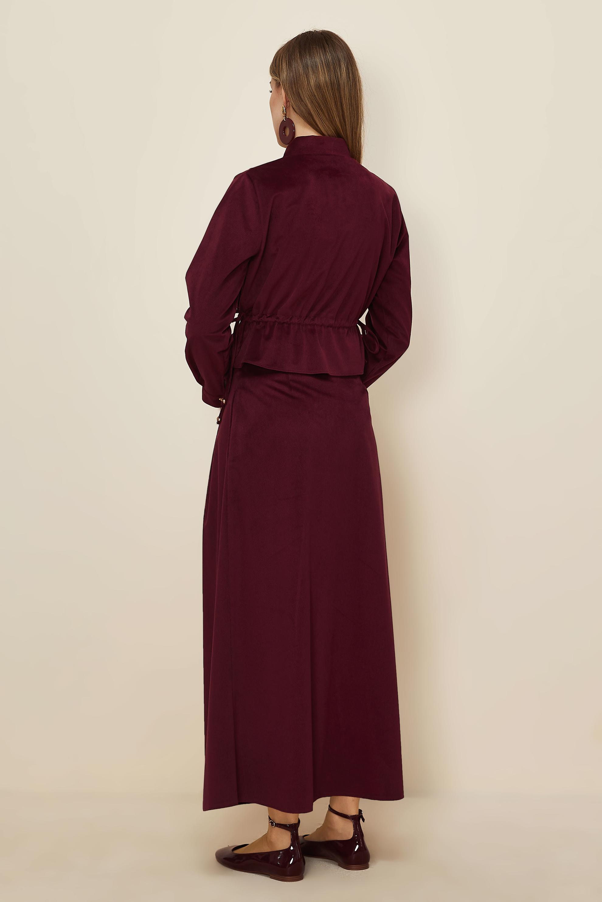Hijab clothing CLARET RED SHIRT COLLAR SKIRTED SUIT 46237
